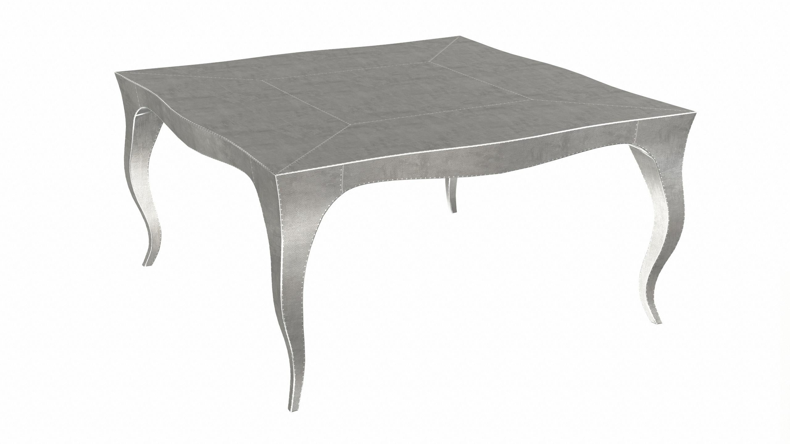 Louise Art Deco Center Tables Mid. Hammered White Bronze 18.5x18.5x10 inch  In New Condition For Sale In New York, NY