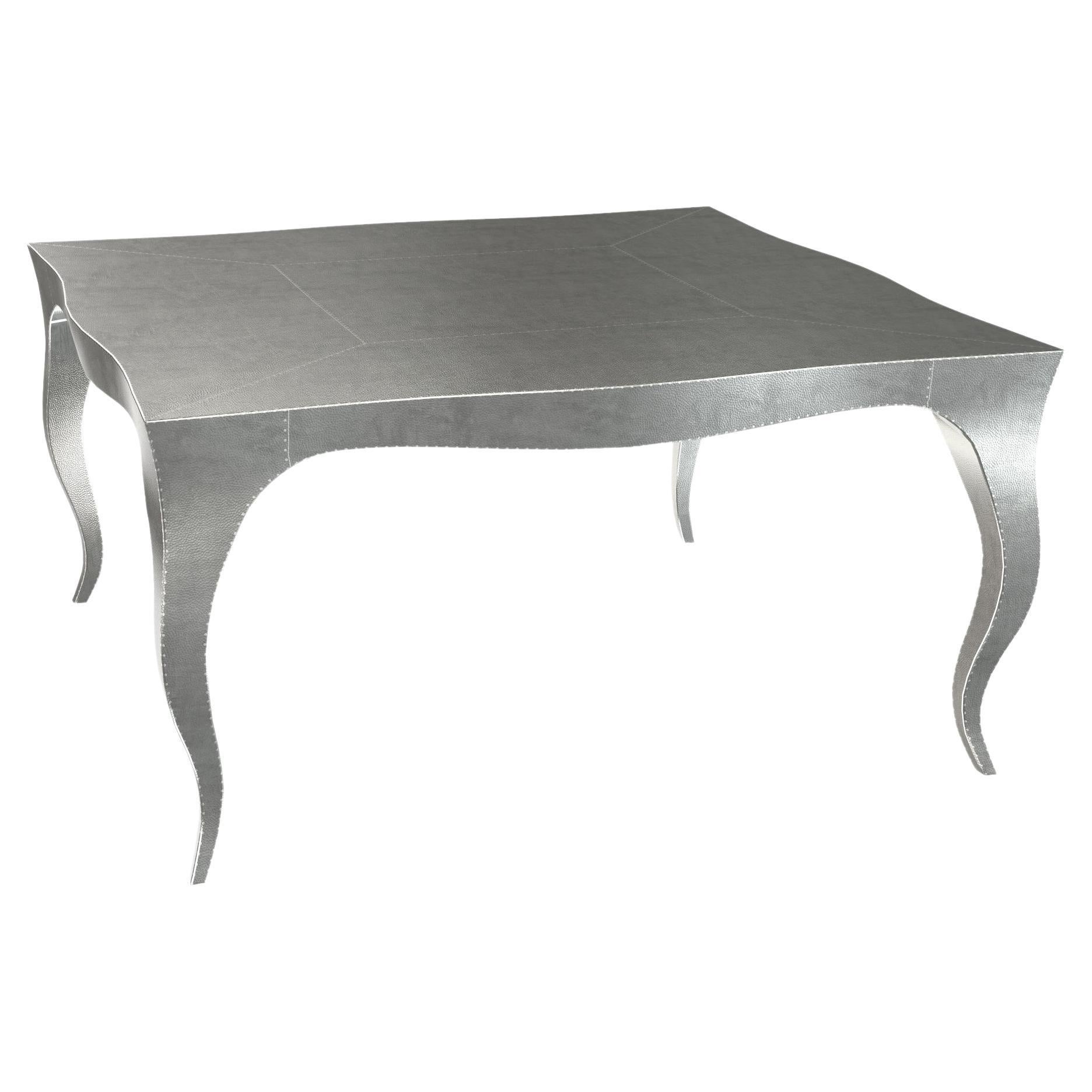 Louise Art Deco Center Tables Mid. Hammered White Bronze 18.5x18.5x10 inch  For Sale