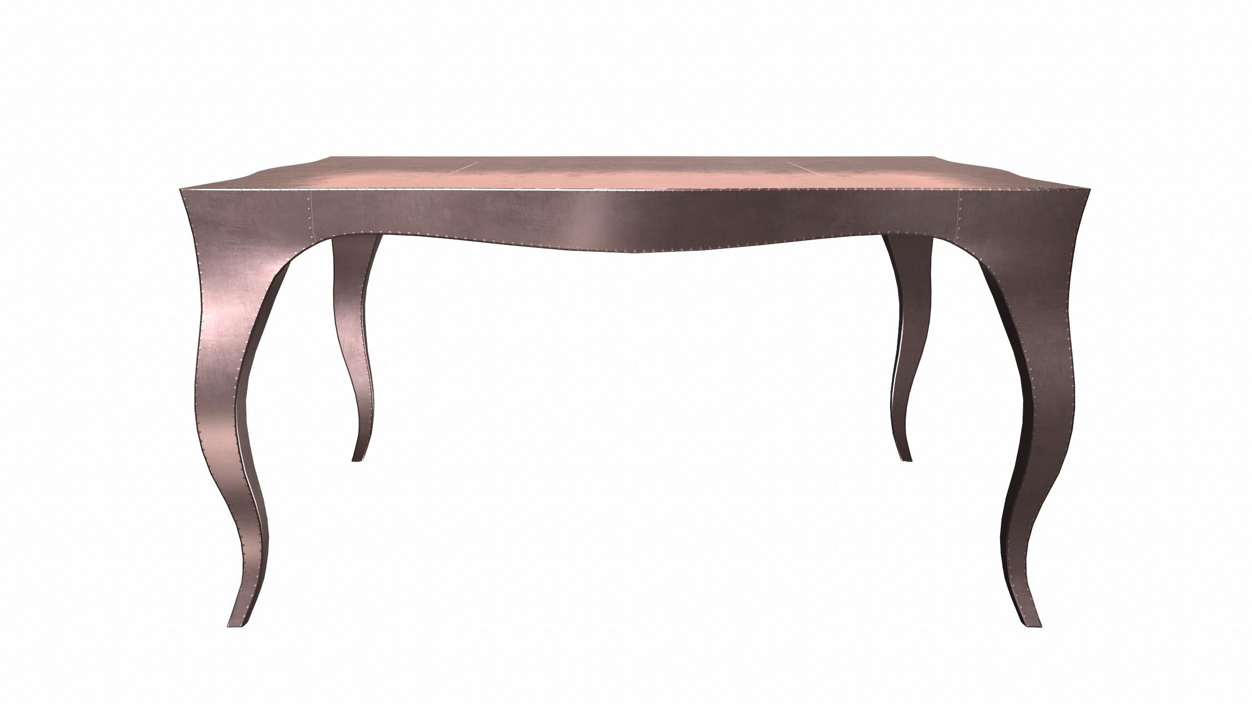 Hand-Carved Louise Art Deco Center Tables Smooth Copper 18.5x18.5x10 inch by Paul Mathieu For Sale