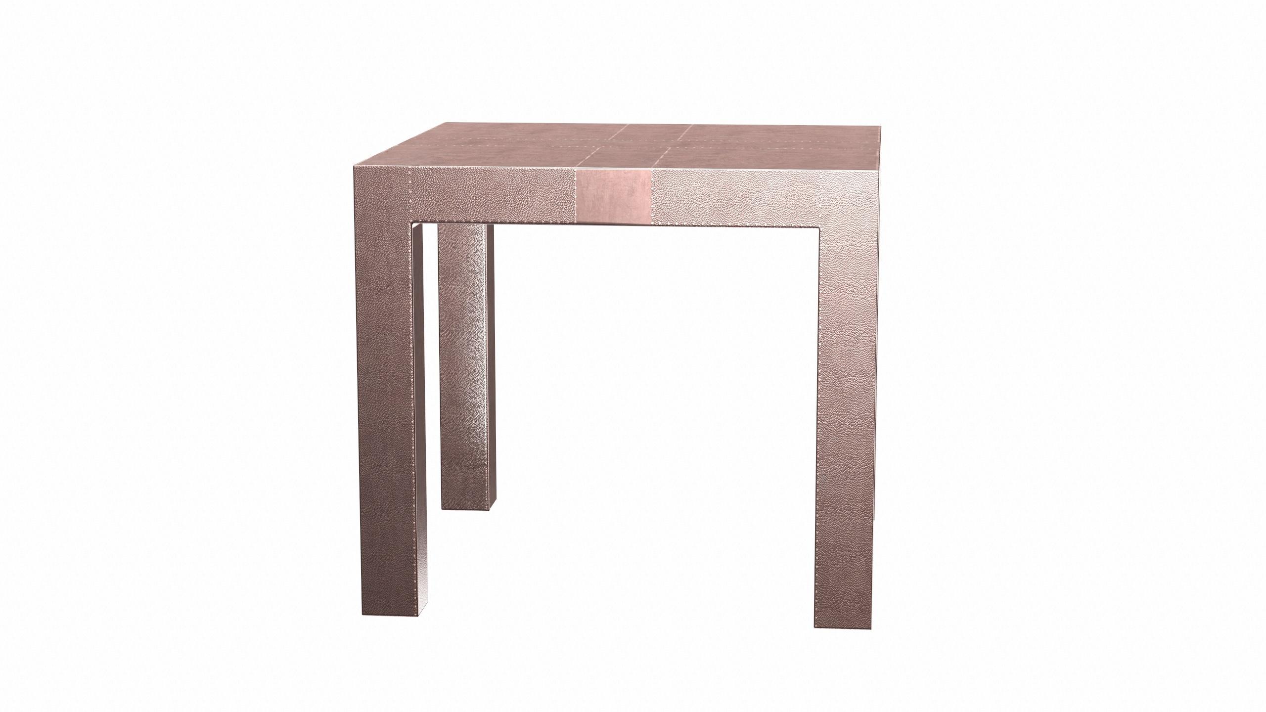 Louise Art Deco Coffee and Cocktail Square Drink Table in Mid. Hammered Copper For Sale 10