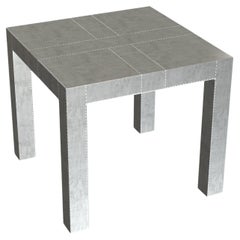 Table basse et table à cocktail carrée Art déco Louise en bronze blanc lisse 