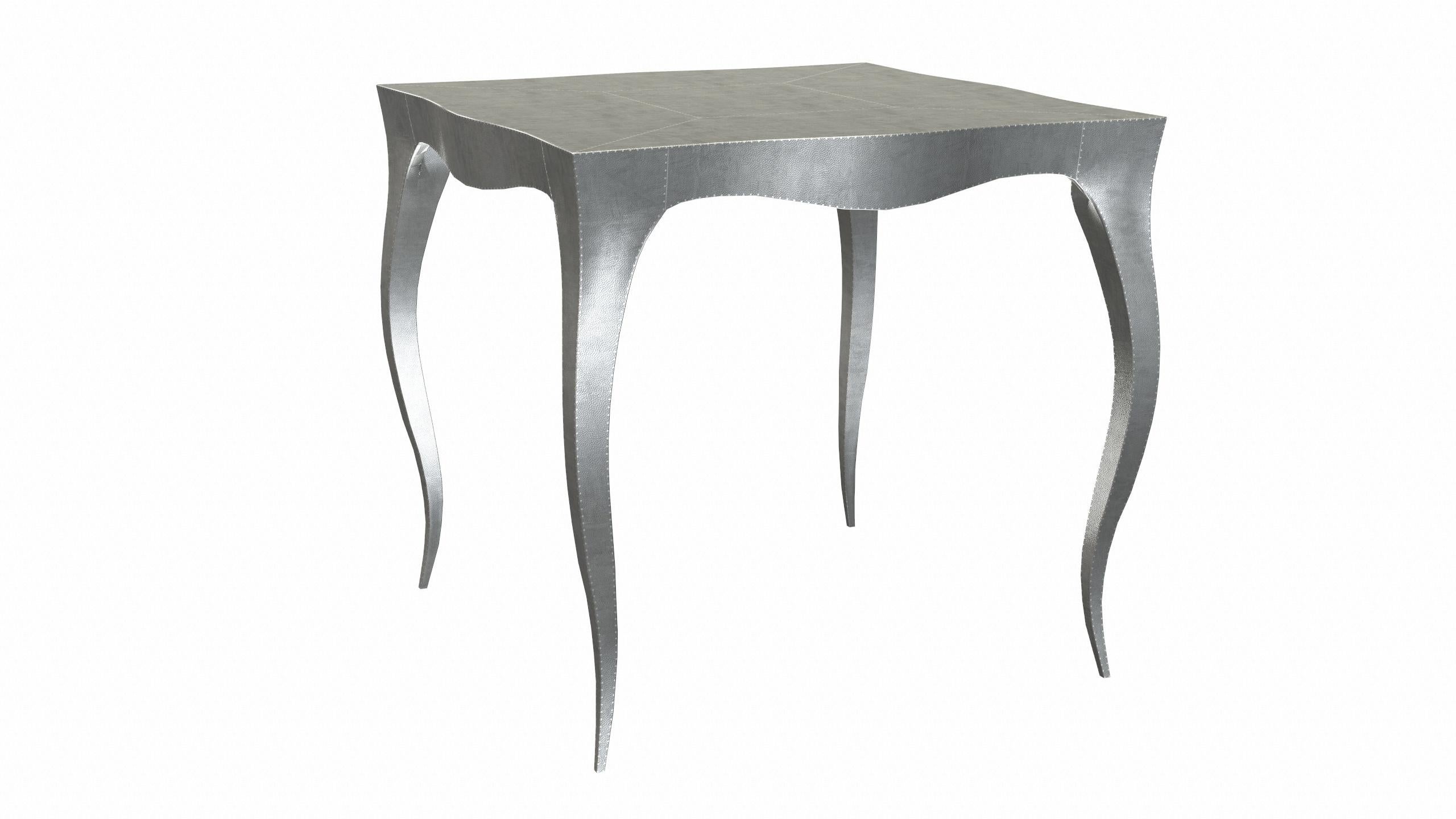 Hand-Carved Louise Art Deco Coffee and Cocktail Table Mid. Hammered White Bronze  For Sale