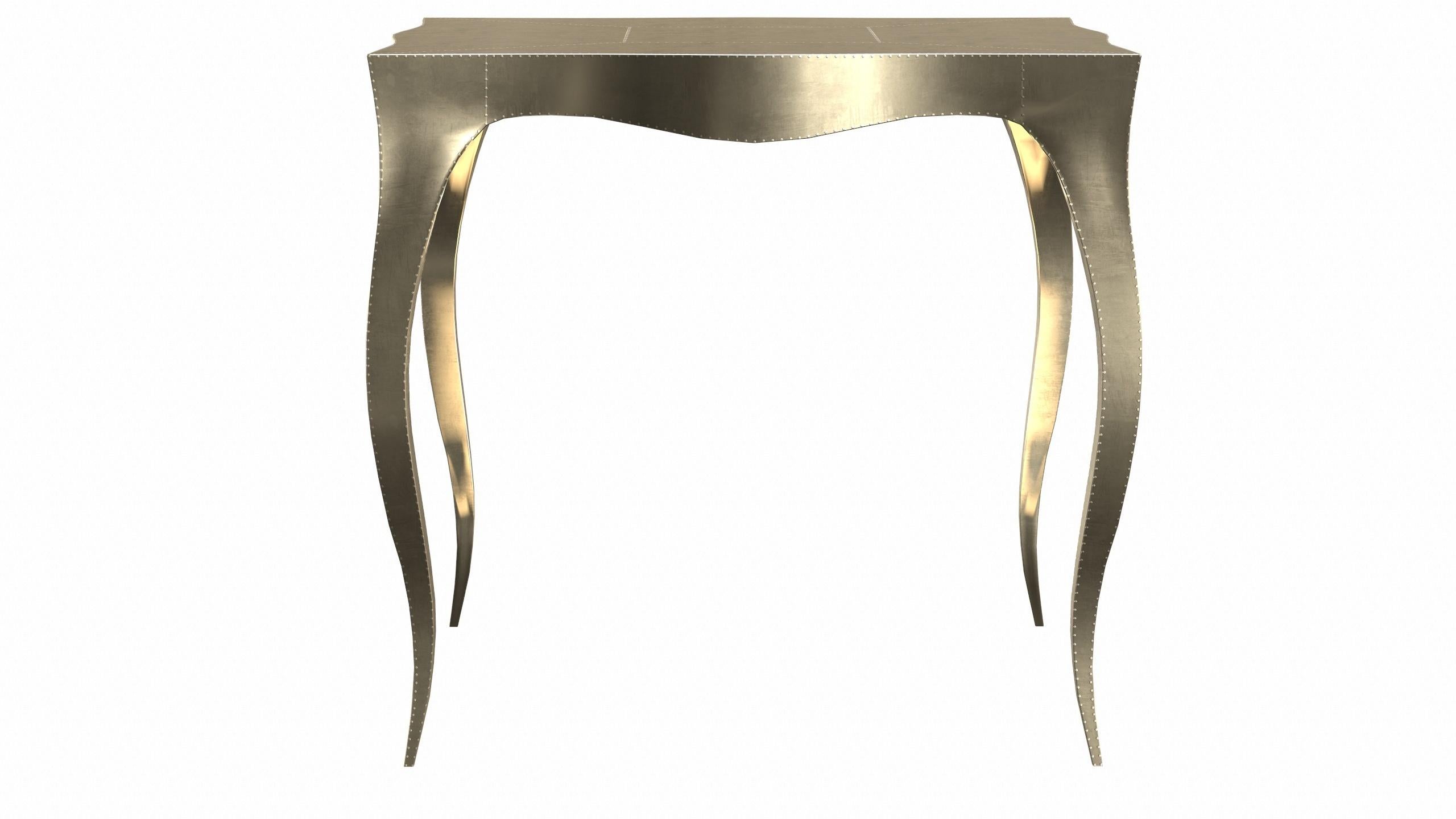 Hand-Carved Louise Art Deco Coffee and Cocktail Tables Smooth Brass by Paul Mathieu For Sale