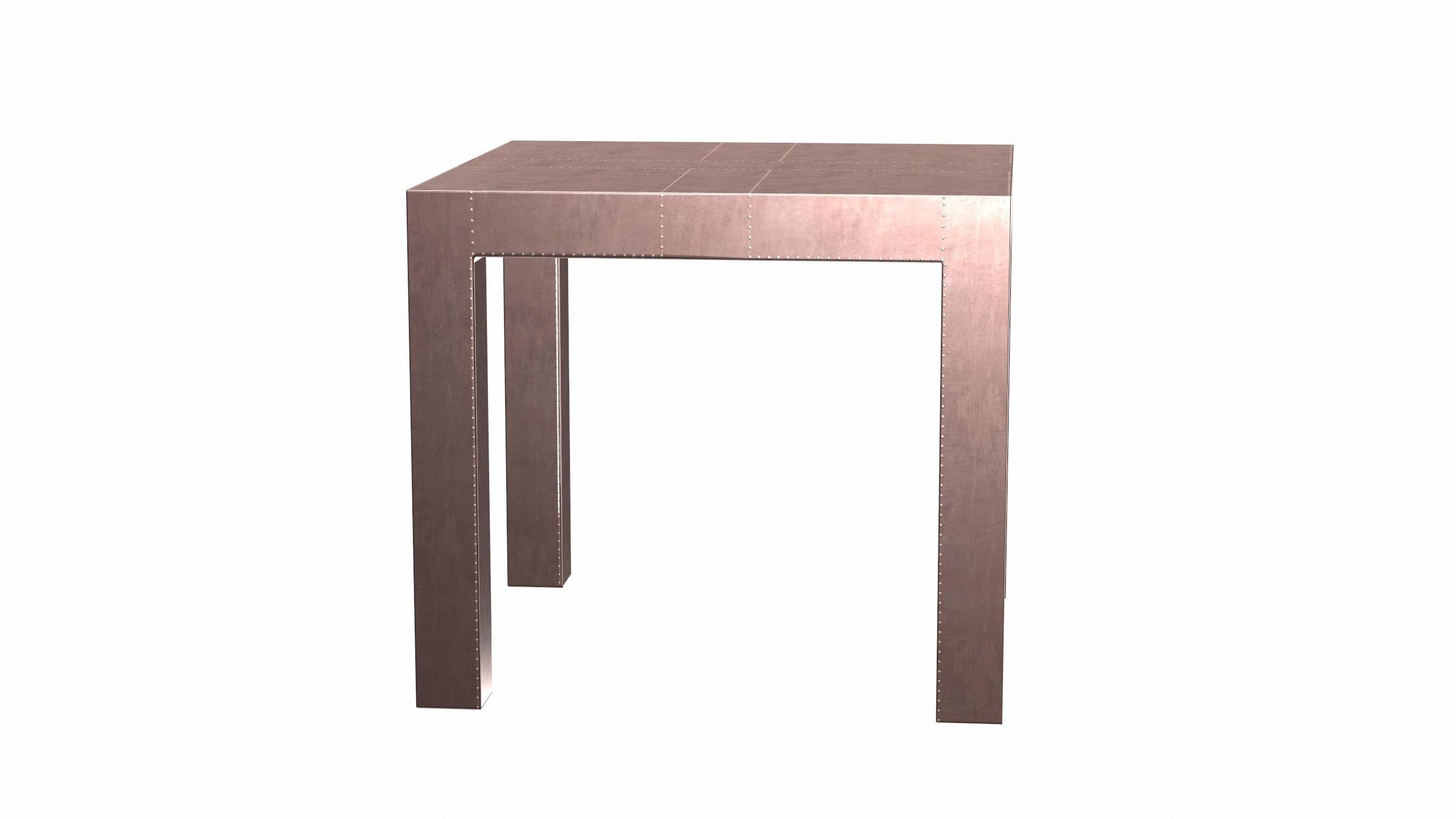 Louise Art Deco Coffee and Cocktail Tables Square Drink Table in Smooth Copper For Sale 1