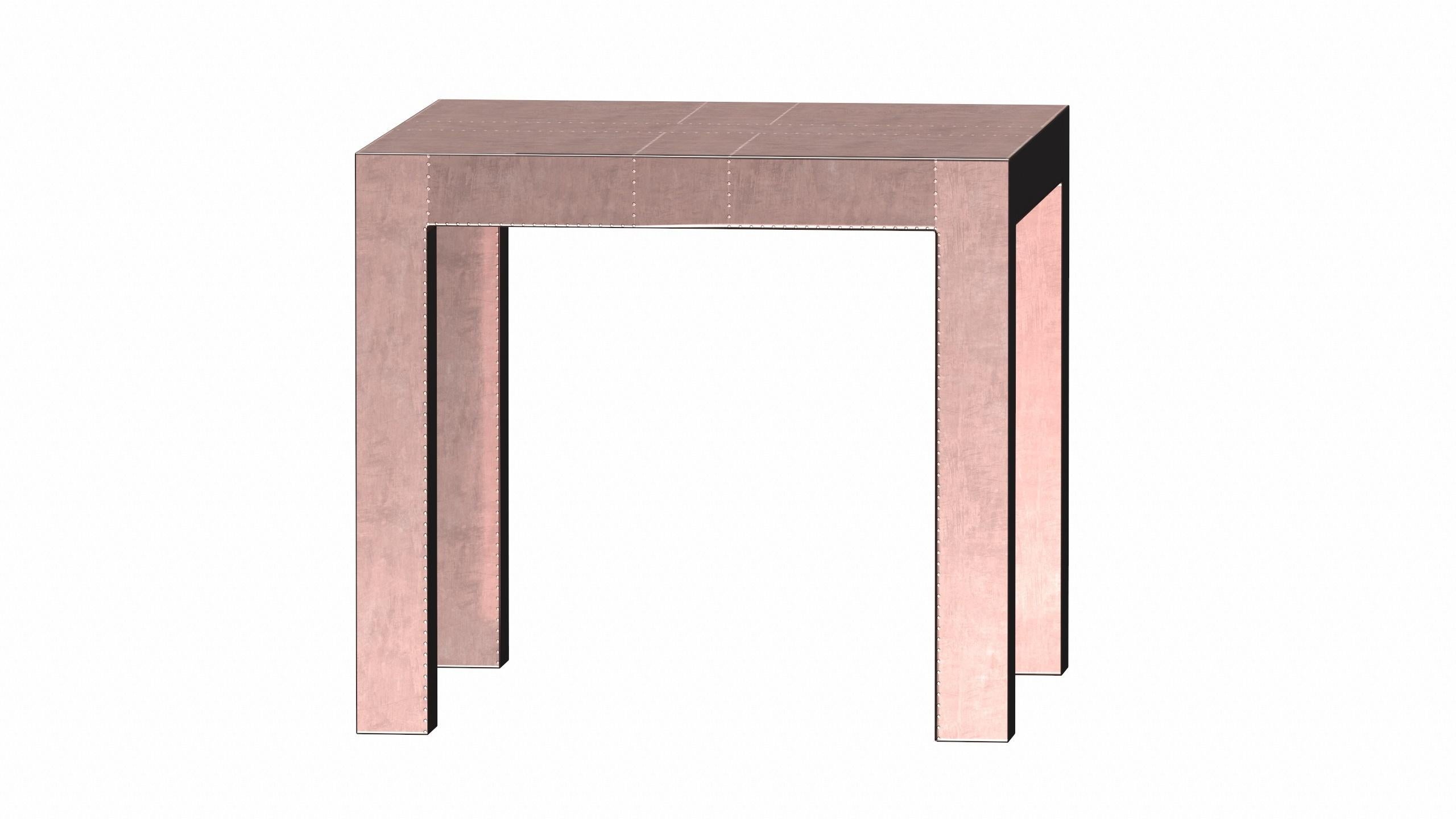 American Louise Art Deco Coffee and Cocktail Tables Square Drink Table in Smooth Copper For Sale