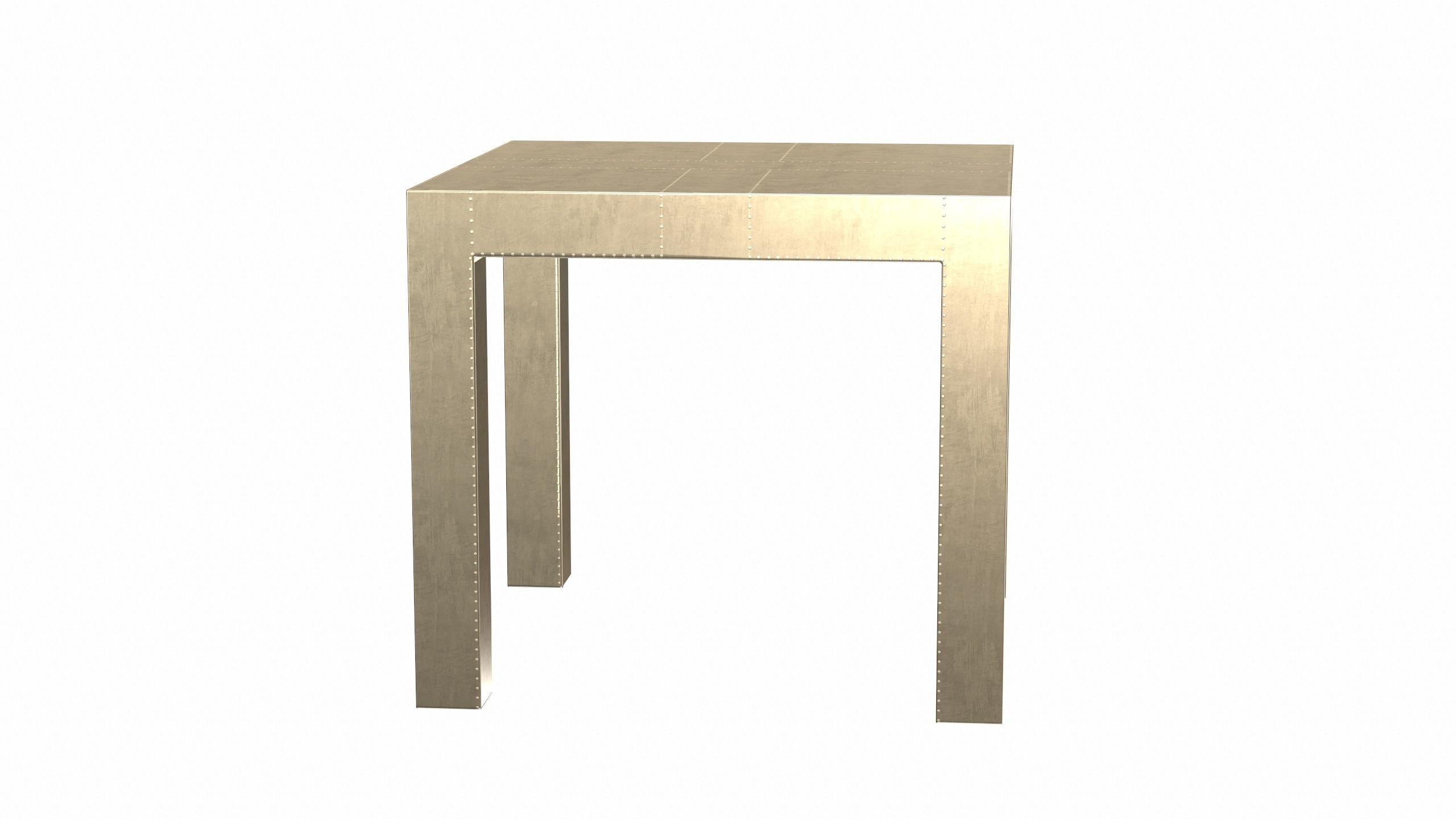 Louise Art Deco Coffee and Cocktail Tables Square Drink Table Smooth Brass For Sale 1