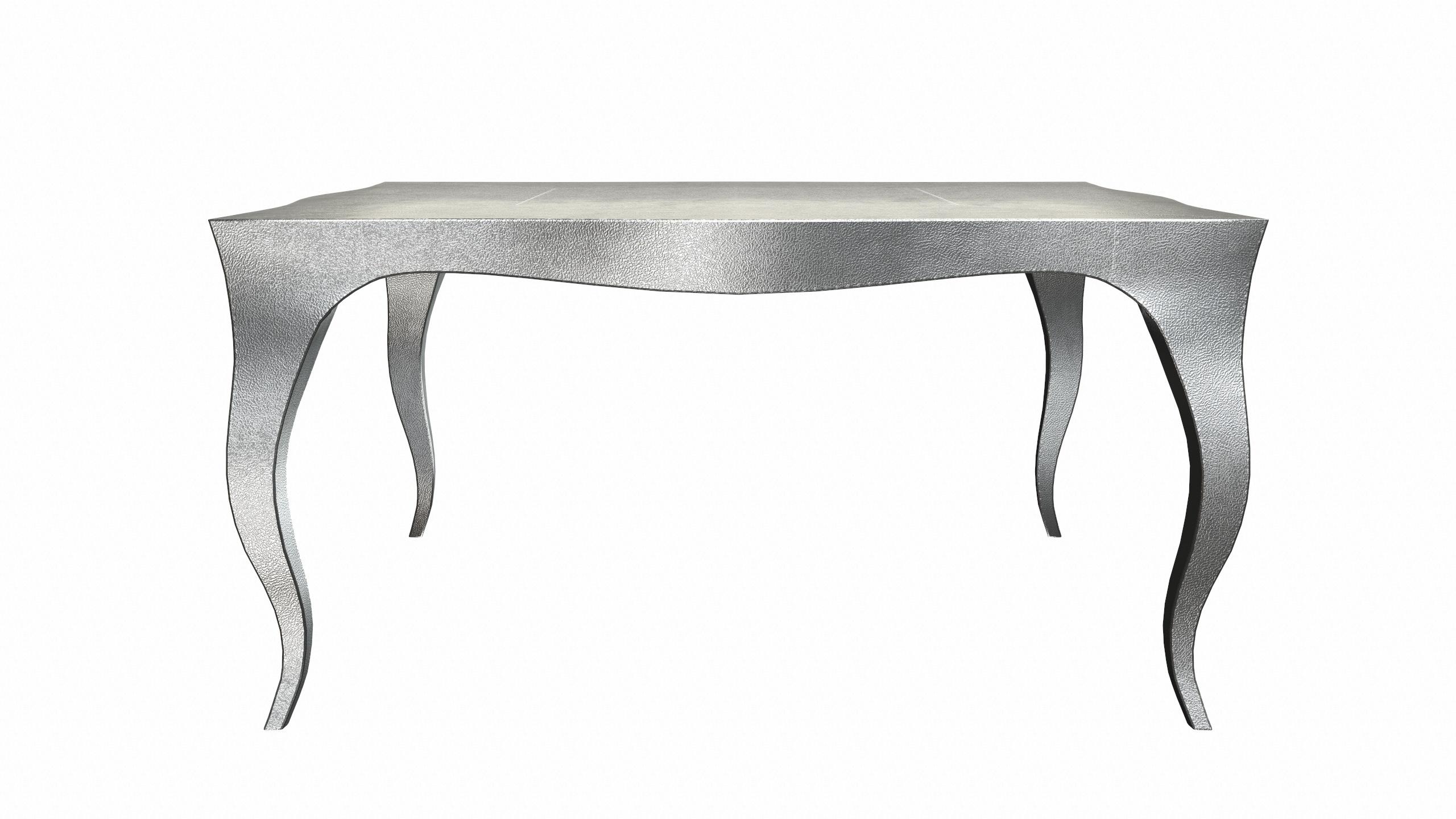 American Louise Art Deco Coffee table Fine Hammered White Bronze 18.5x18.5x10 inch For Sale
