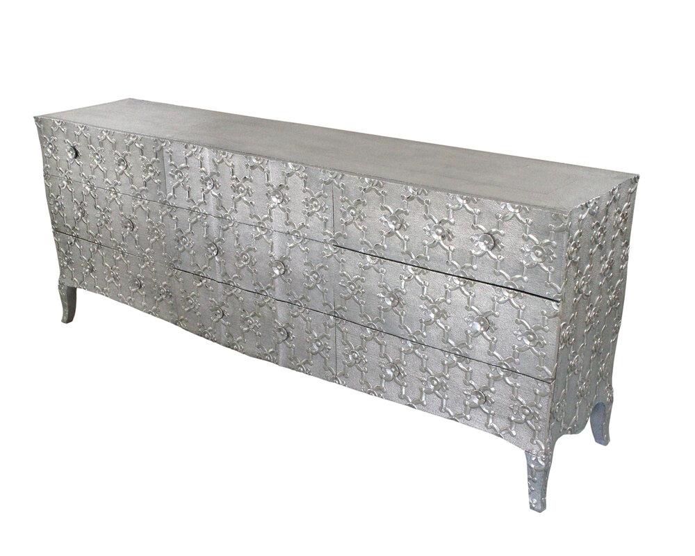 Louise Art Deco Dresser Fleur De Lis Mid. Hammered Brass by Paul Mathieu For Sale 7