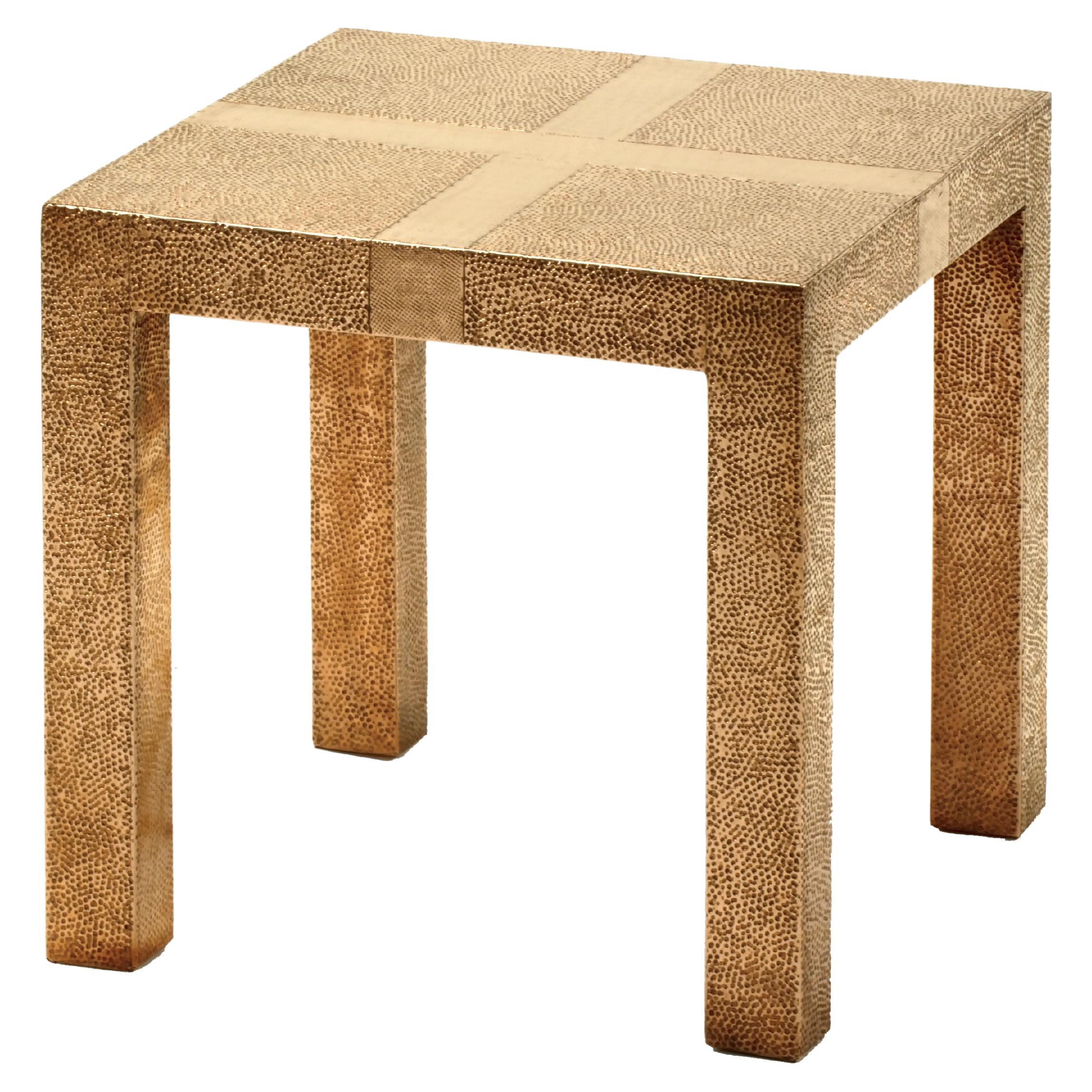 Tables de ferme Art Déco carrée table à boire en cuivre martelé fin Louise en vente 10
