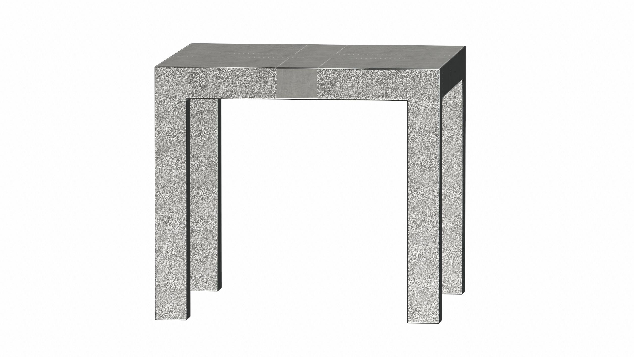 Louise Art Deco Farm Tables Square Drink Table Fine Hammered White Bronze In New Condition For Sale In New York, NY