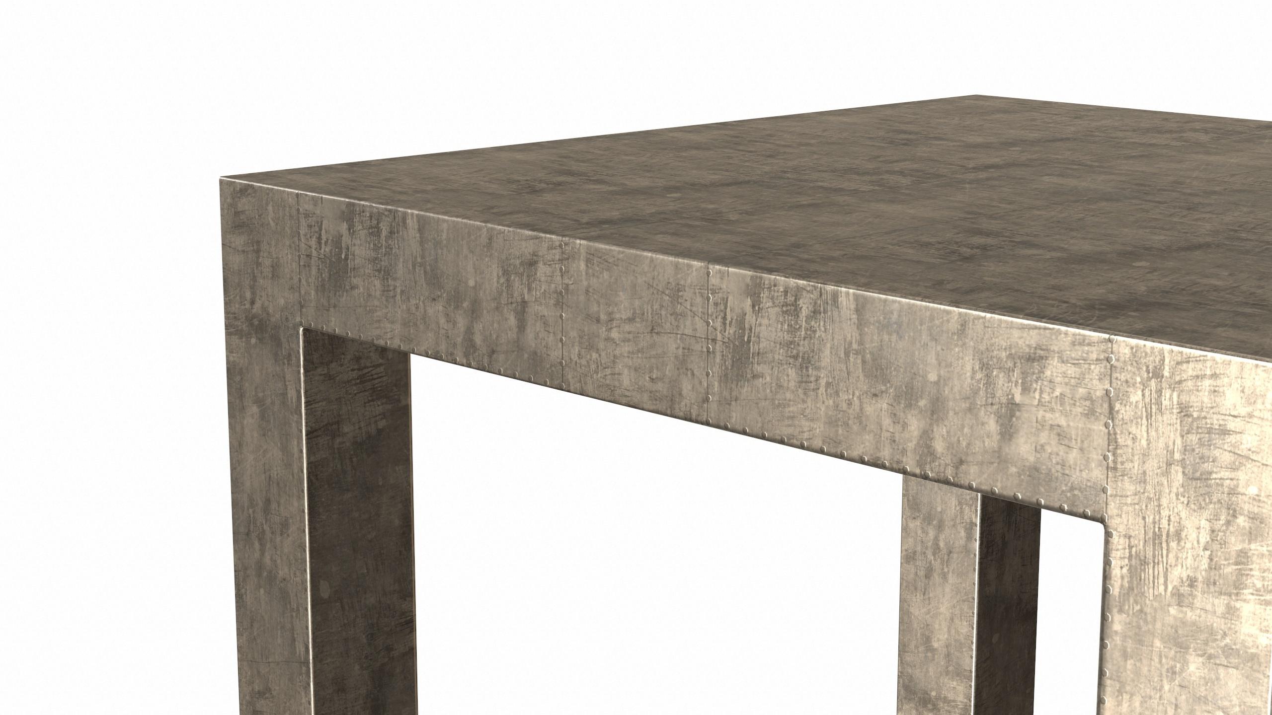 Tables de ferme Art Déco carrée table à boire lisse en bronze ancien par Alison S en vente 1