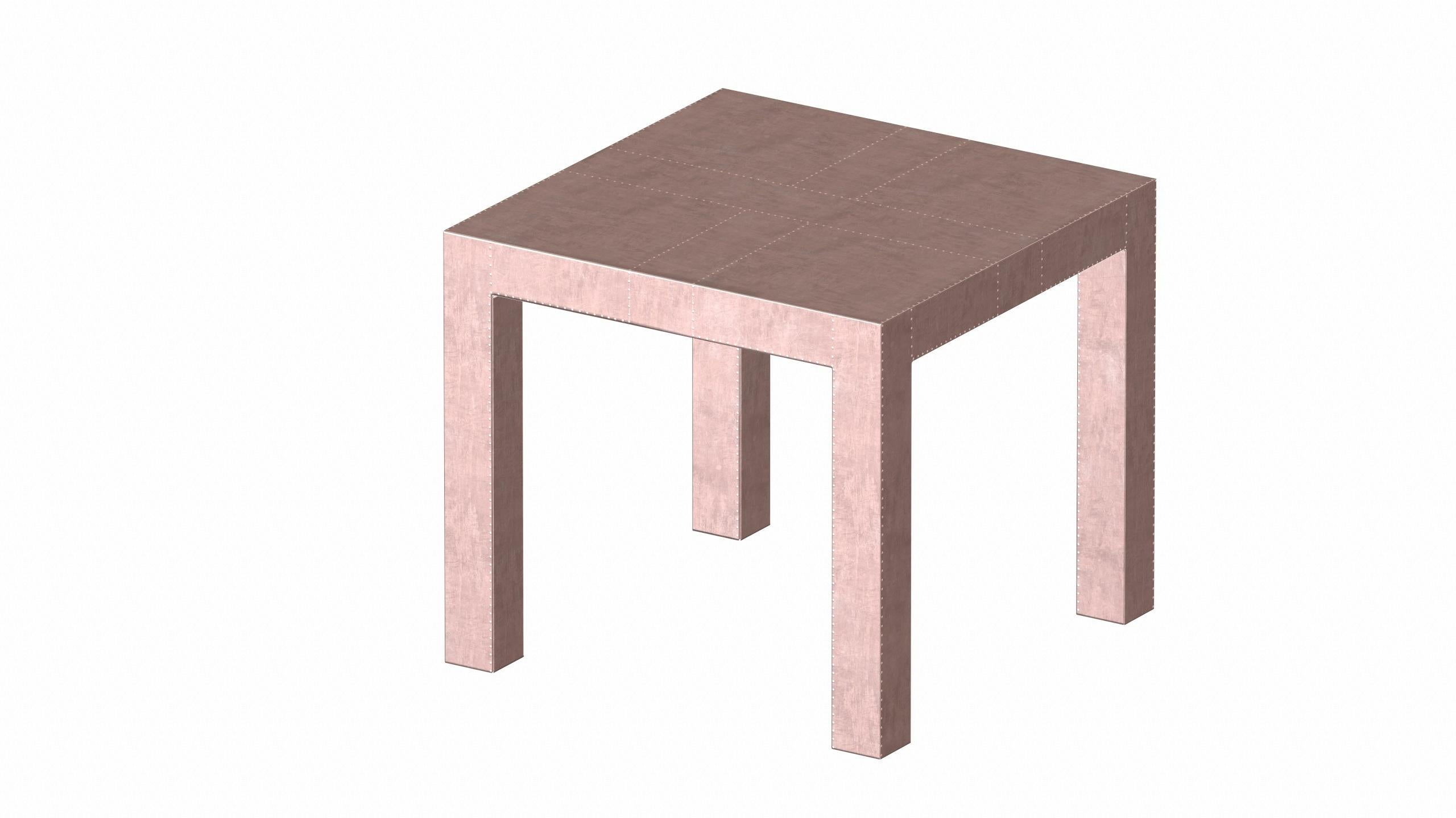 Tables de ferme Art déco carrée, cuivre lisse, Alison Spear en vente 3