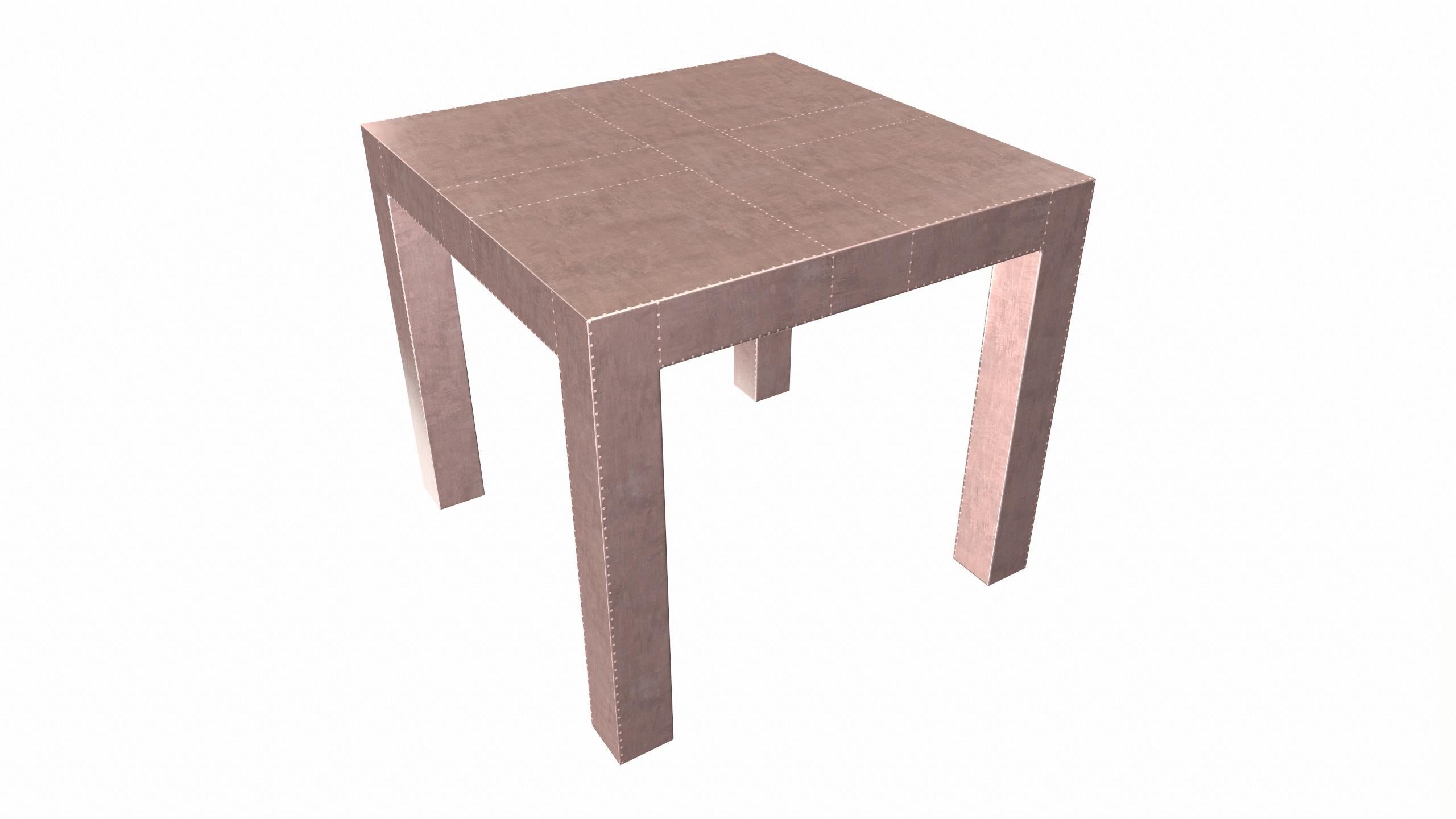 Américain Tables de ferme Art déco carrée, cuivre lisse, Alison Spear en vente