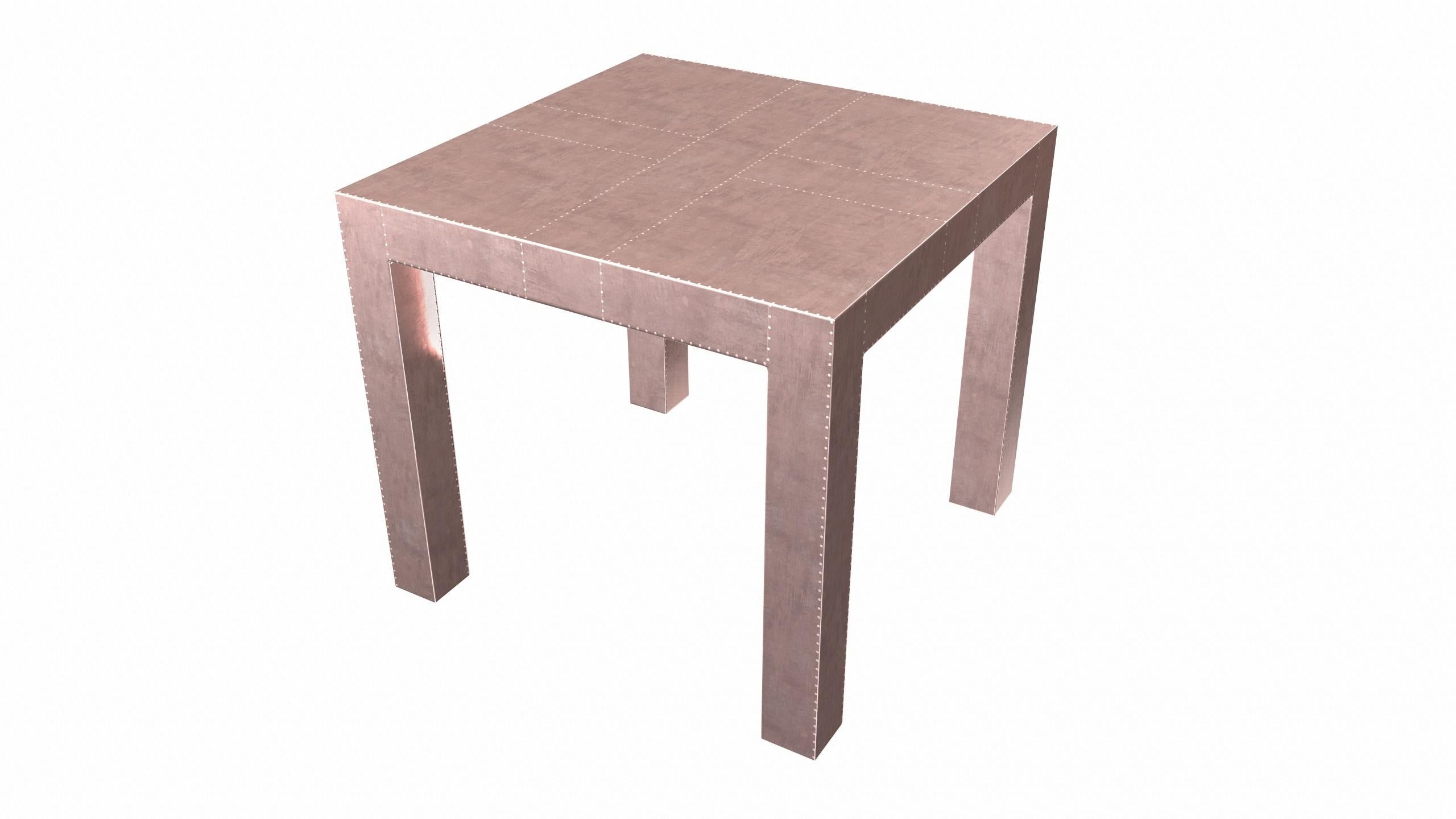 Métal Tables de ferme Art déco carrée, cuivre lisse, Alison Spear en vente