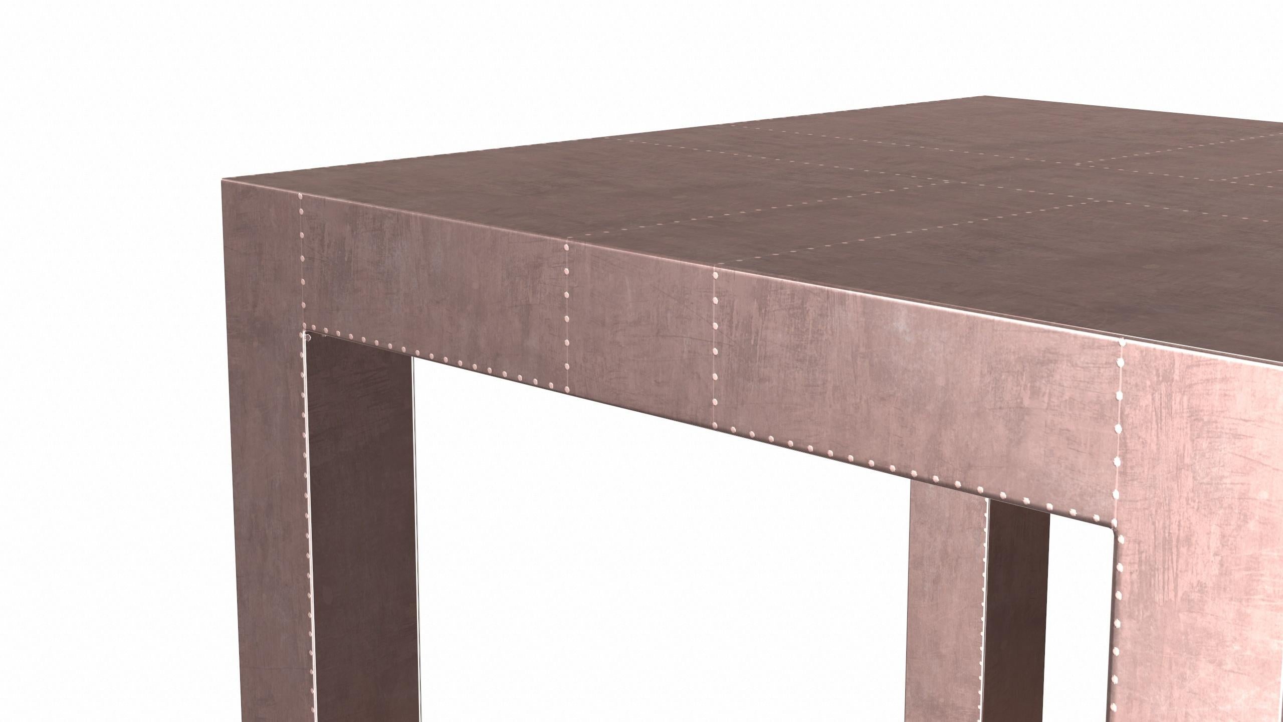 Tables de ferme Art déco carrée, cuivre lisse, Alison Spear en vente 1