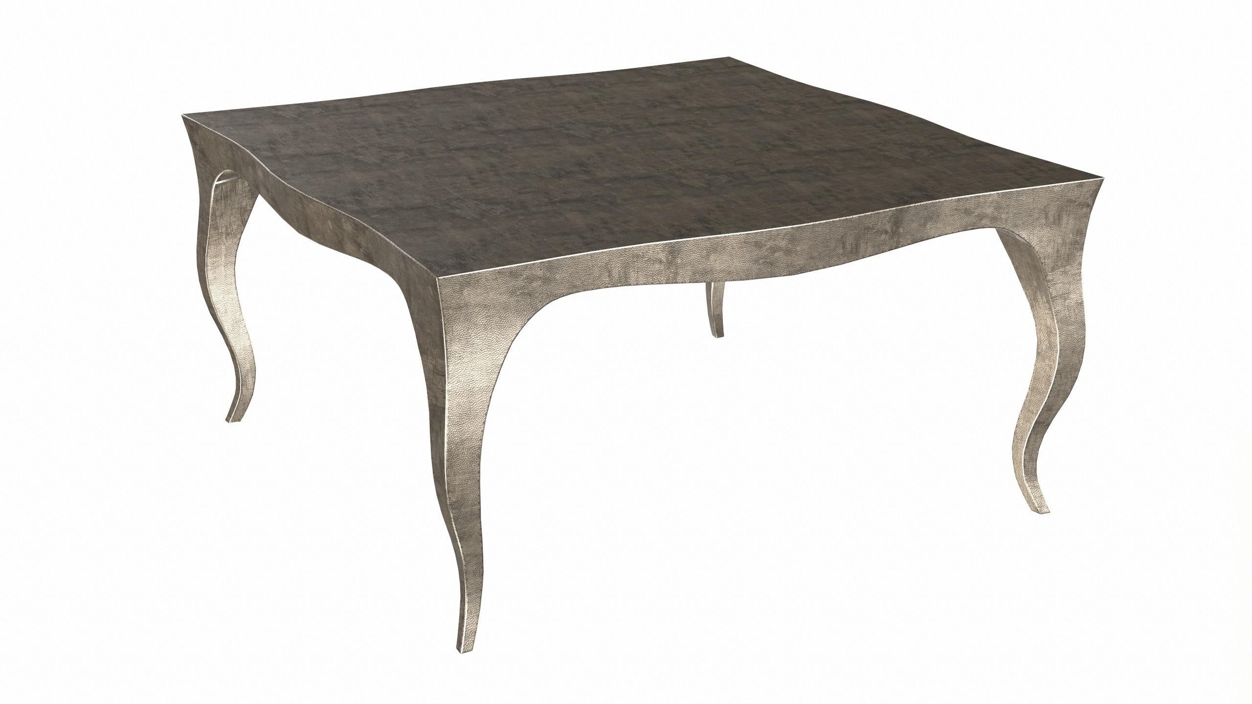 Hand-Carved Louise Art Deco Industrial and Work Tables Mid. Hammered Antique Bronze  For Sale