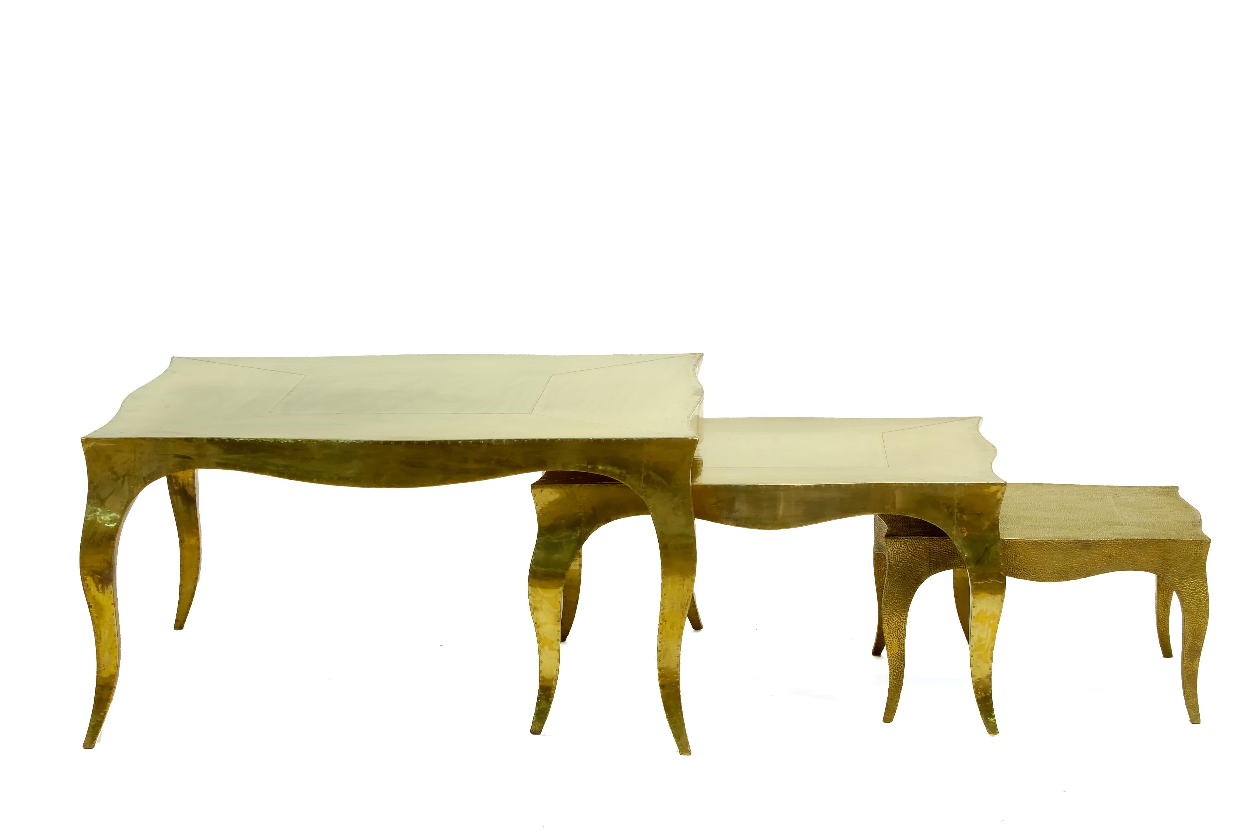 Louise Art Deco Industrial and Work Tables Mid. Hammered Brass by Paul Mathieu For Sale 7
