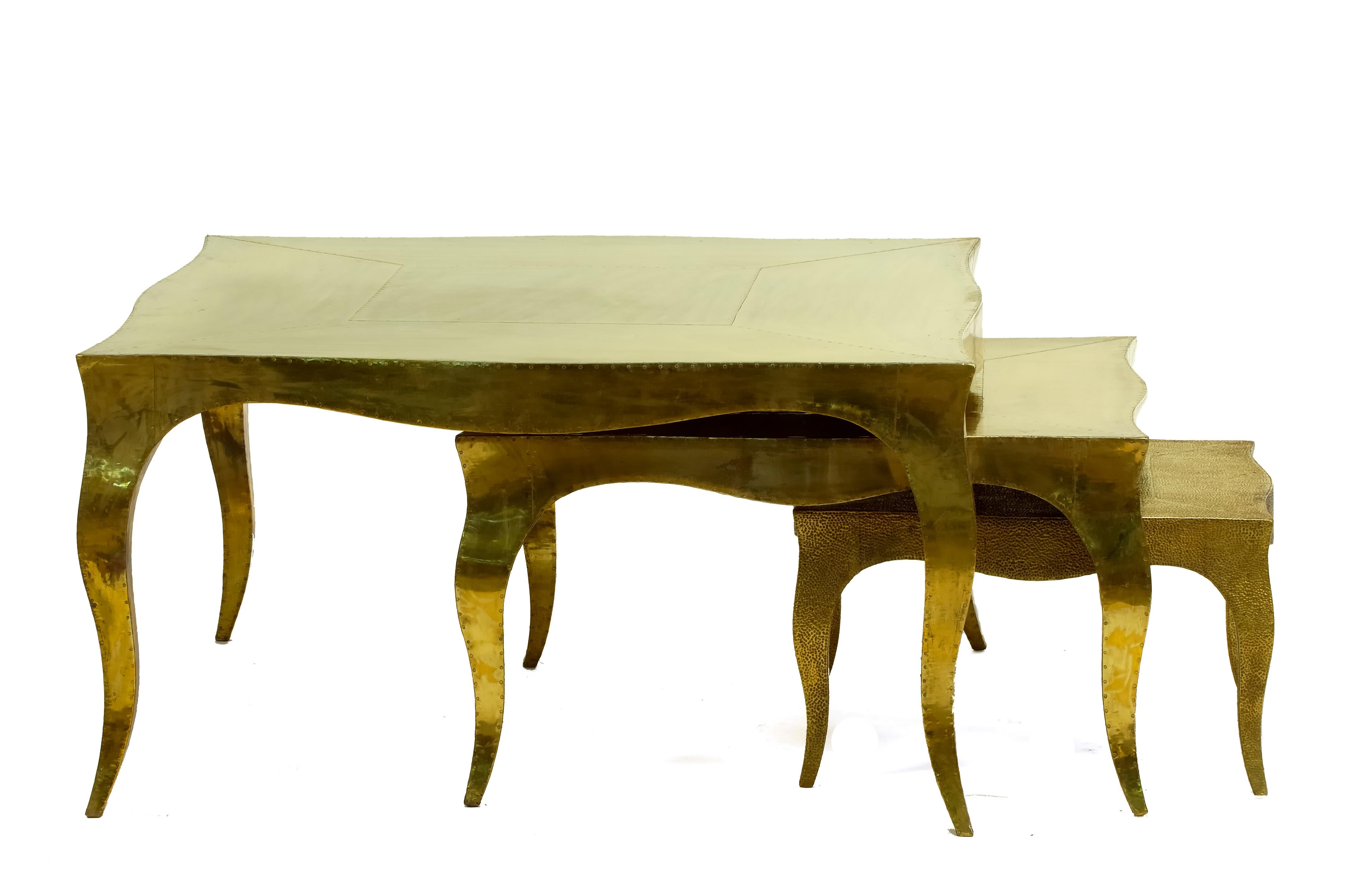 Louise Art Deco Industrial and Work Tables Mid. Hammered Brass by Paul Mathieu For Sale 8