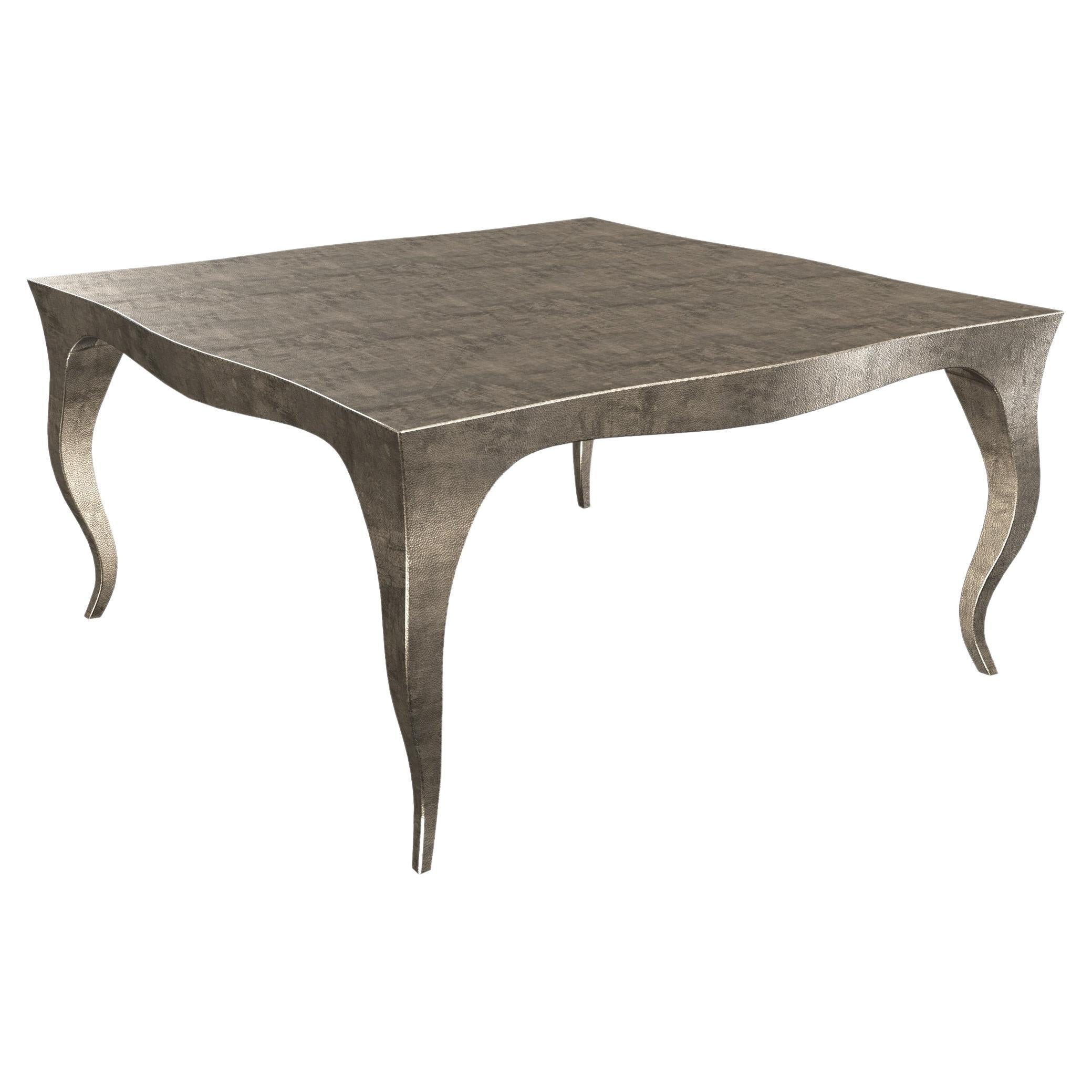 Louise Art Deco Industrial Tables Mid. Hammered Antique Bronze 18.5x18.5x10 Inch For Sale