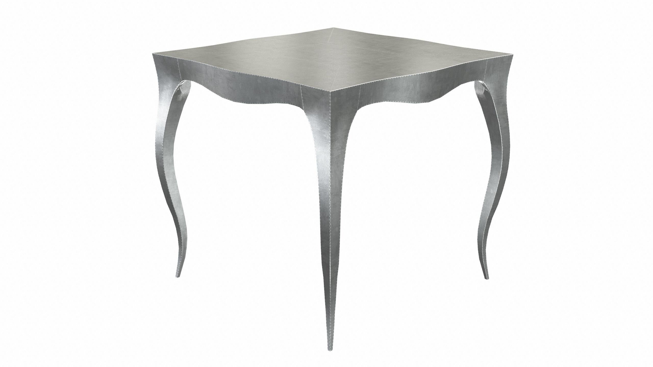 Louise Art Deco Nesting and Stacking Tables Mid. Hammered White Bronze   In New Condition For Sale In New York, NY