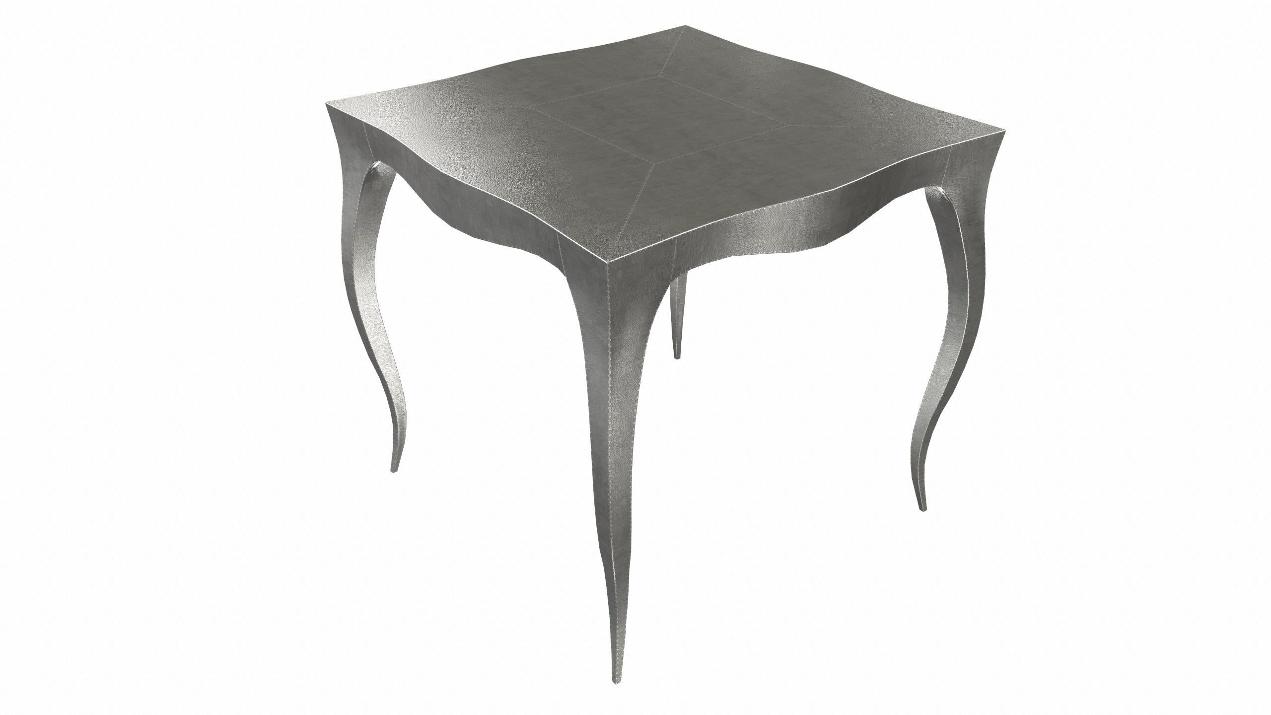 Metal Louise Art Deco Nesting Tables and Crad Tables in Fine Hammered White Bronze For Sale