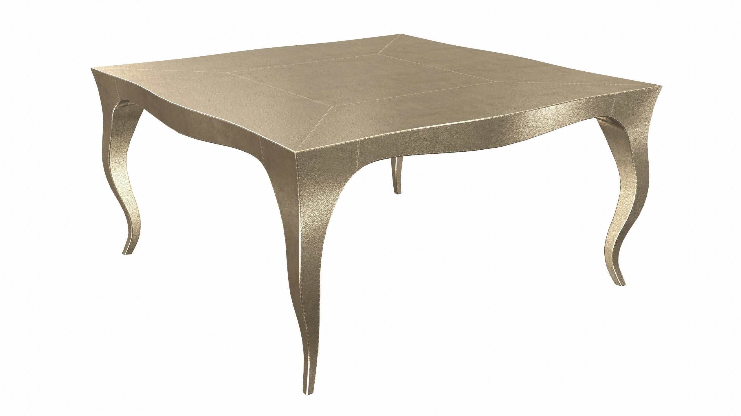 Contemporary Louise Art Deco Nesting Tables Fine Hammered Brass 18.5x18.5x10 inch by Paul M For Sale