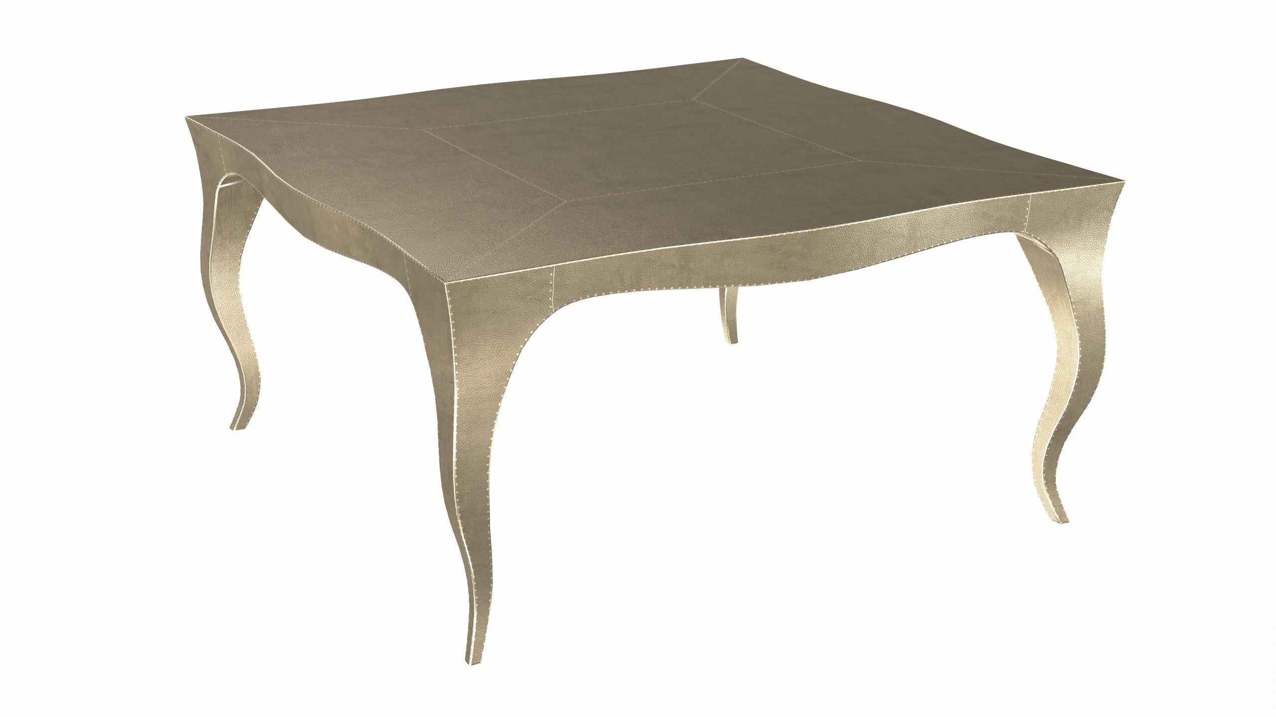Metal Louise Art Deco Nesting Tables Fine Hammered Brass 18.5x18.5x10 inch by Paul M For Sale