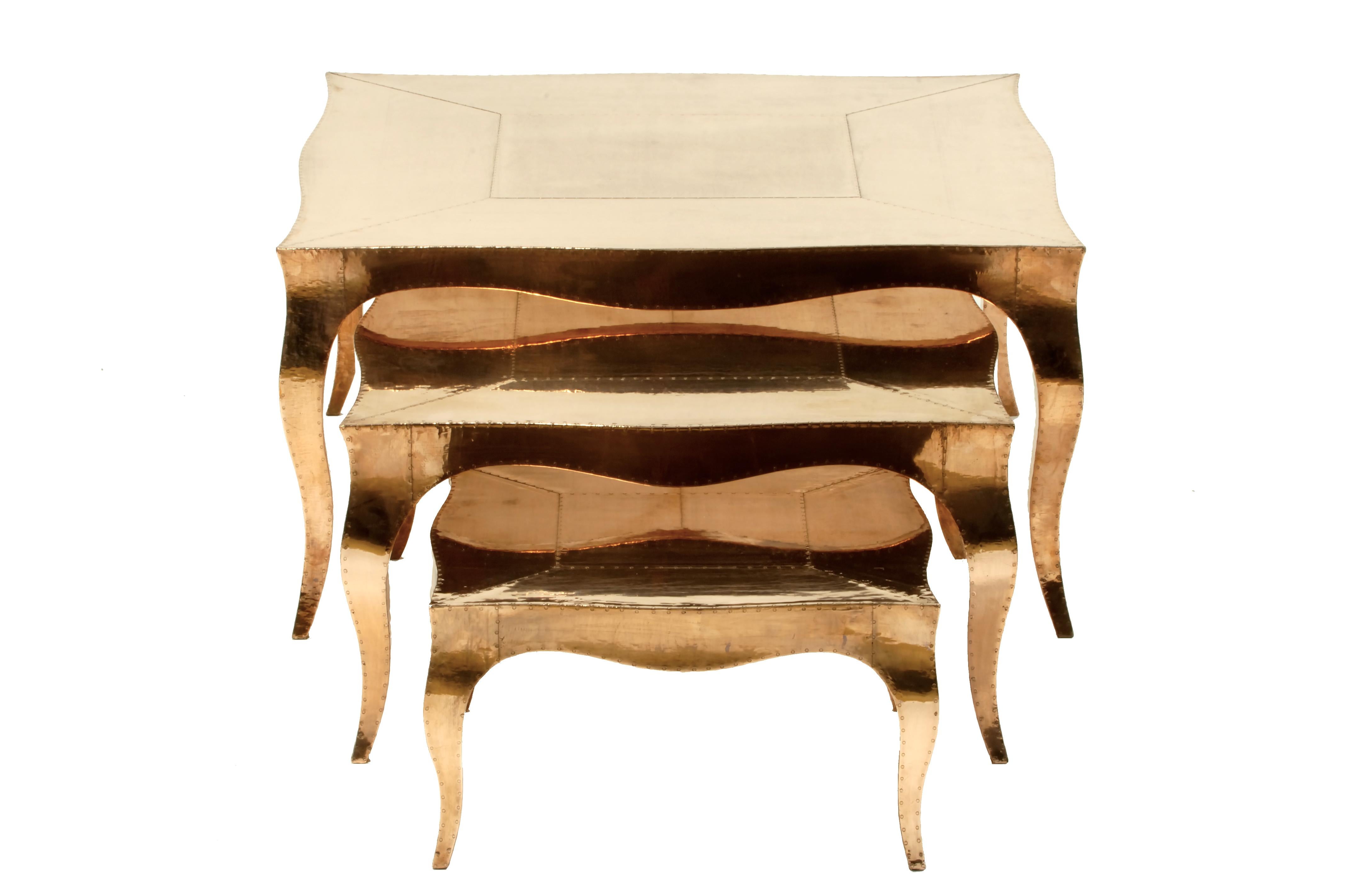 Louise Art Deco-Nesting-Tische Mitte. Gehämmerte antike Bronze 18,5x18,5x10 Zoll gehämmert  im Angebot 12