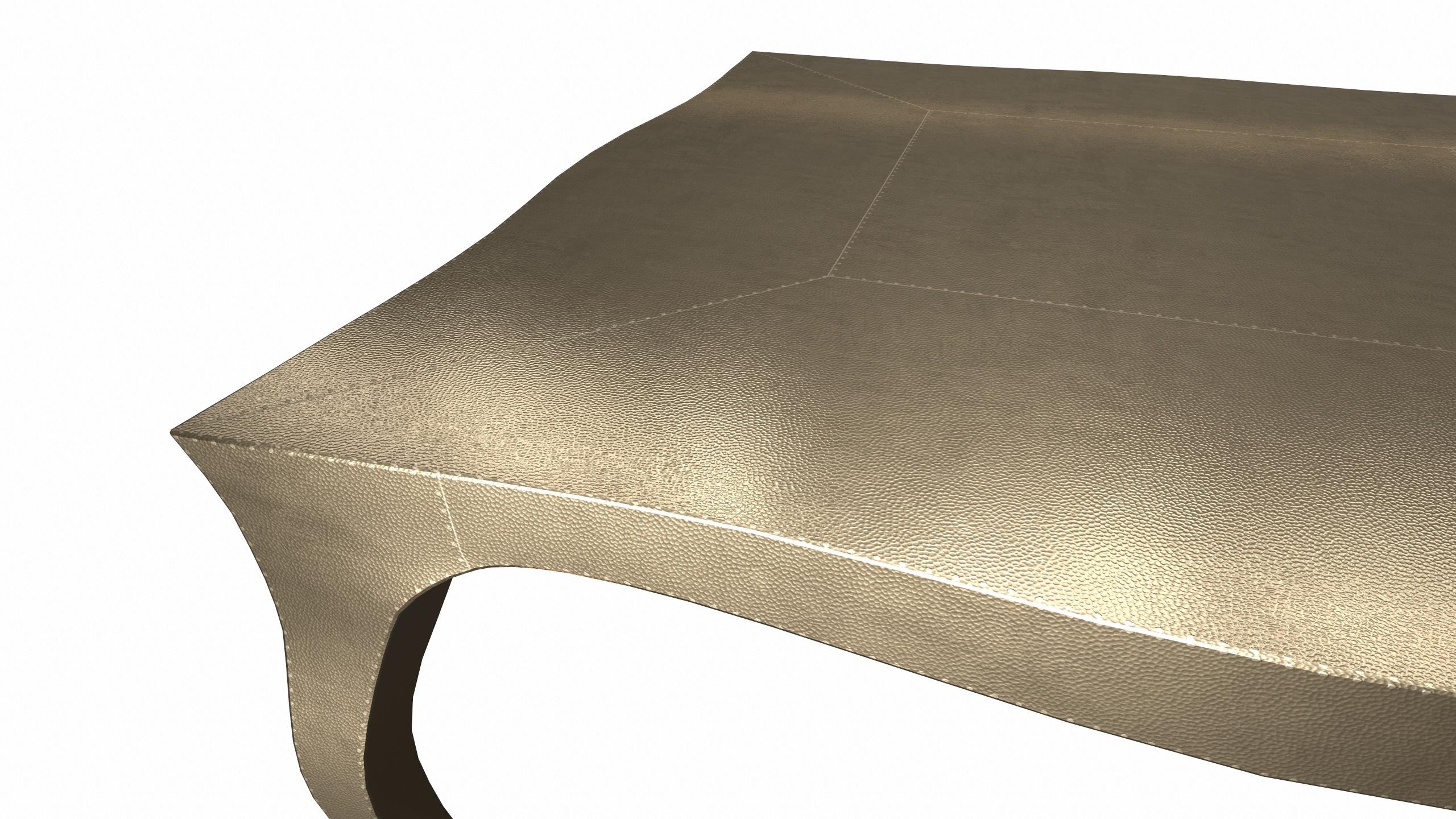 Other Louise Art Deco Nesting Tables Mid. Hammered Brass 18.5x18.5x10 inch by Paul M. For Sale