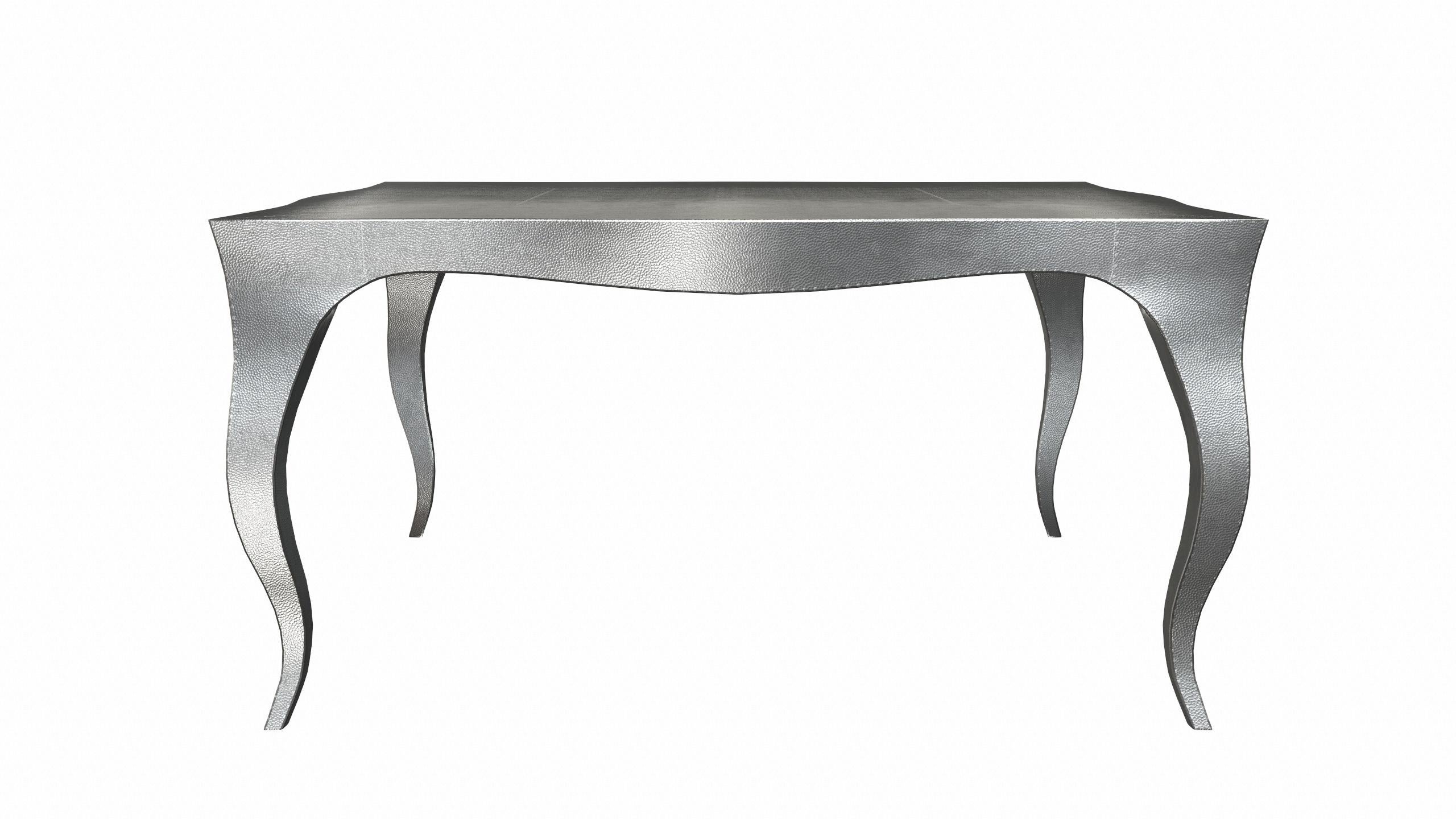 Other Louise Art Deco Nesting Tables Mid. Hammered White Bronze 18.5x18.5x10 inch For Sale