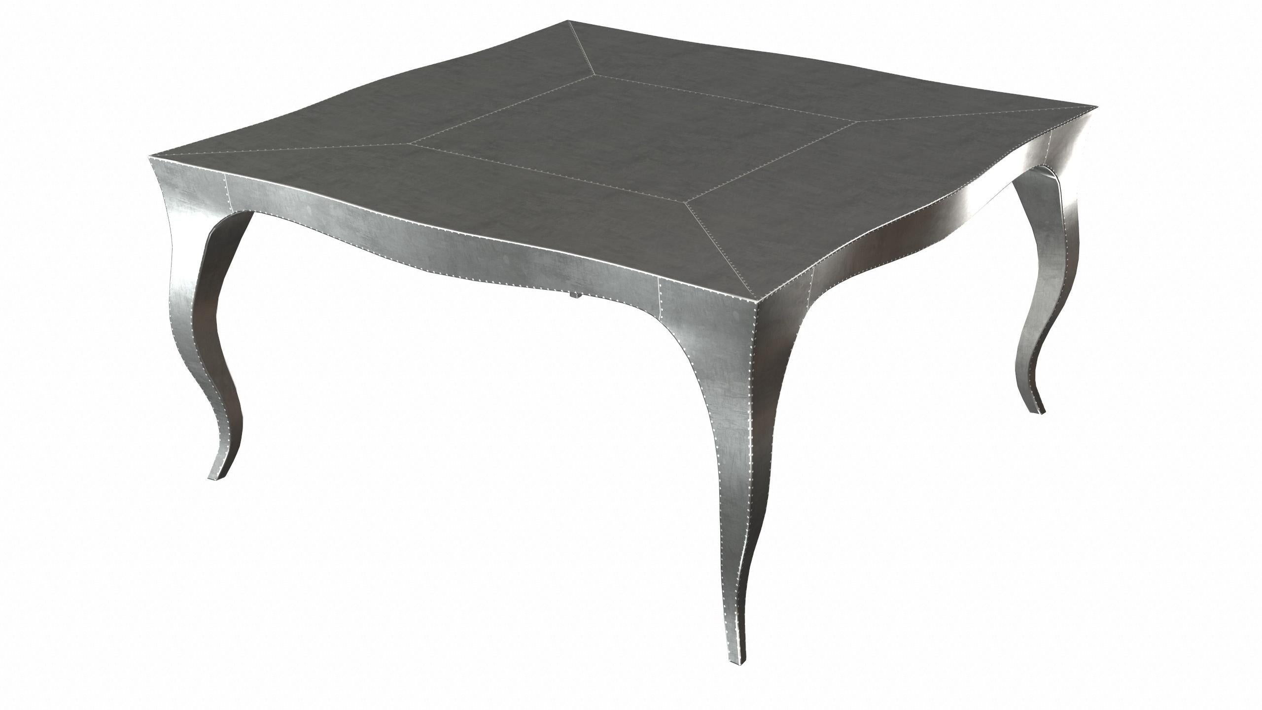 Louise Art Deco Nesting Tables Smooth White Bronze 18.5x18.5x10 inch by Paul M. For Sale 2
