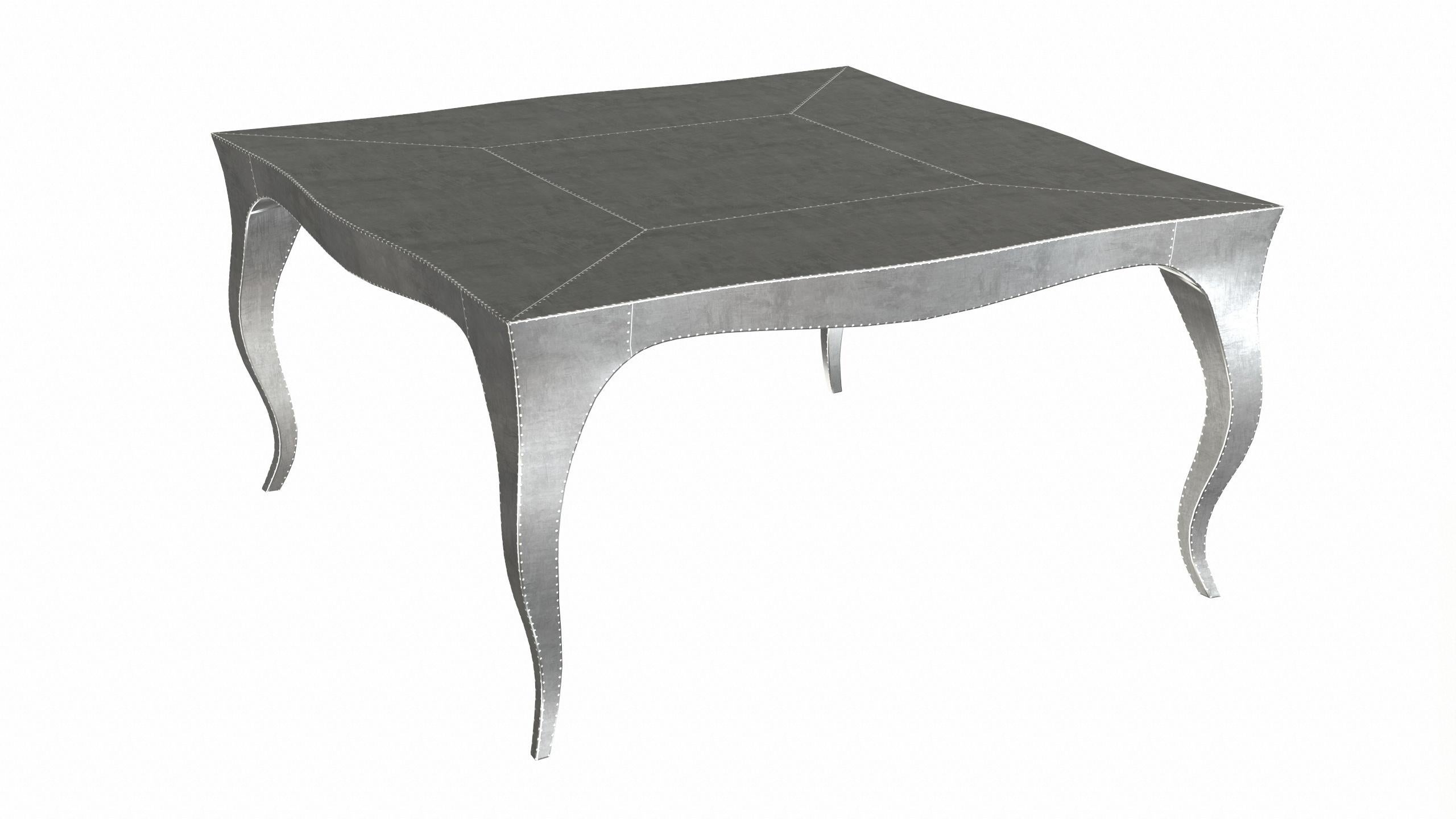 American Louise Art Deco Nesting Tables Smooth White Bronze 18.5x18.5x10 inch by Paul M. For Sale