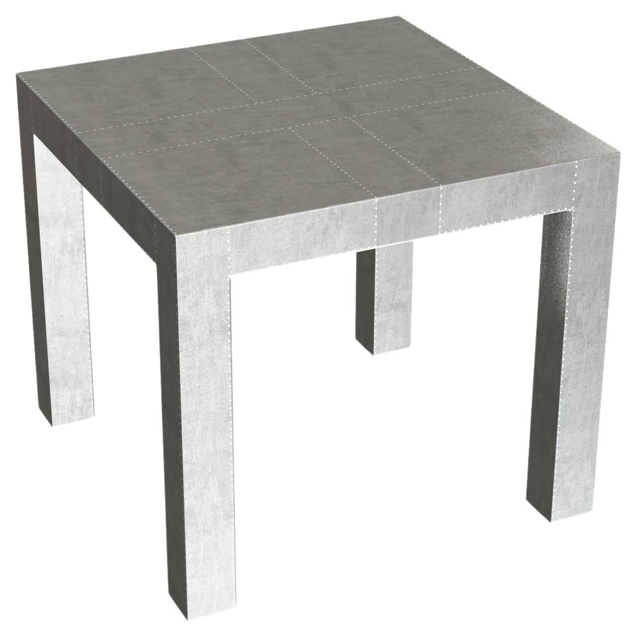 Tables d'appoint carrées Art déco en bronze blanc martelé Louise