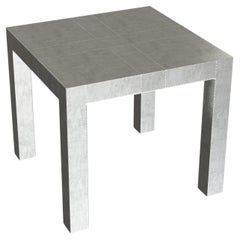 Tables d'appoint carrées Art déco en bronze blanc martelé Louise