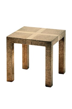 Louise Art Deco Side Tables Square Drink Table Mid. Hammered Copper by Alison S