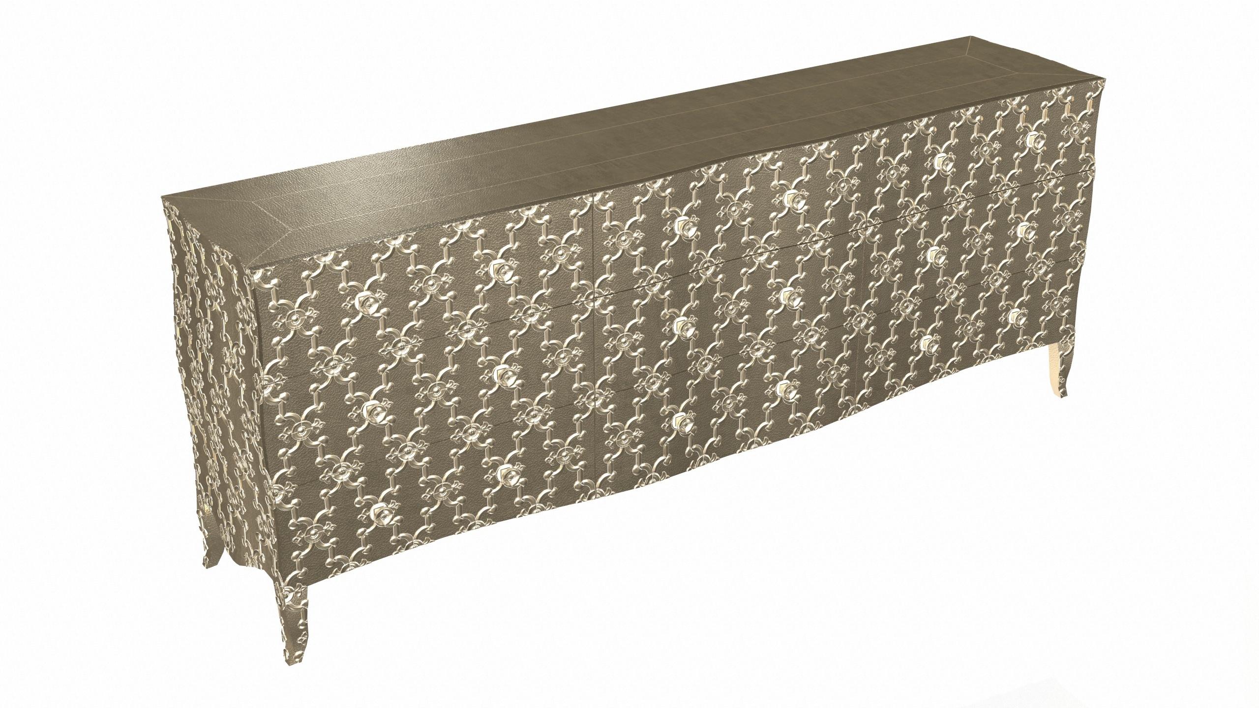 Woodwork Louise Art Deco Sideboard Fine Hammered Brass by Paul Mathieu for S. Odegard For Sale