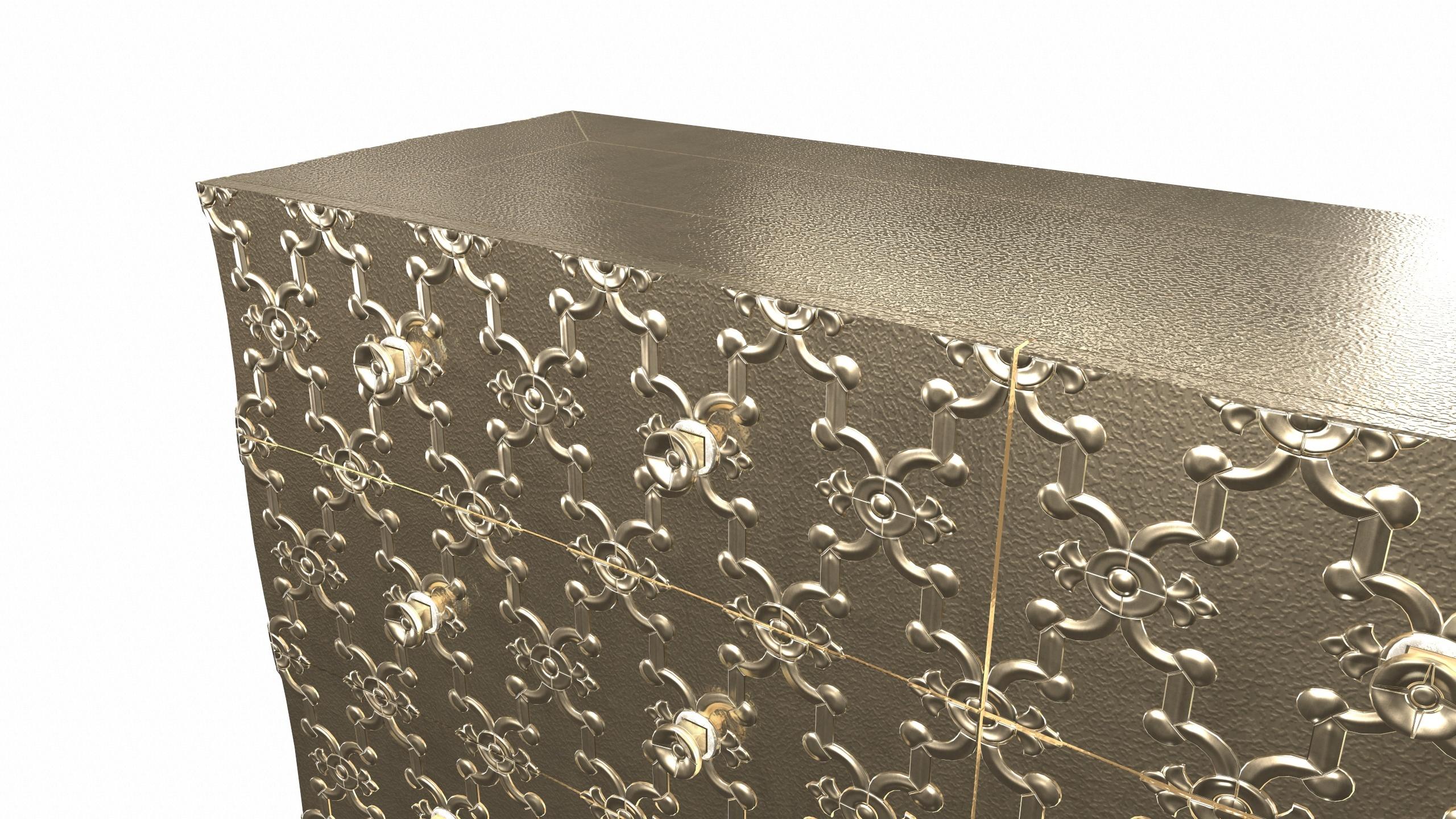 Louise Art Deco Sideboard Fine Hammered Brass by Paul Mathieu for S. Odegard In New Condition For Sale In New York, NY