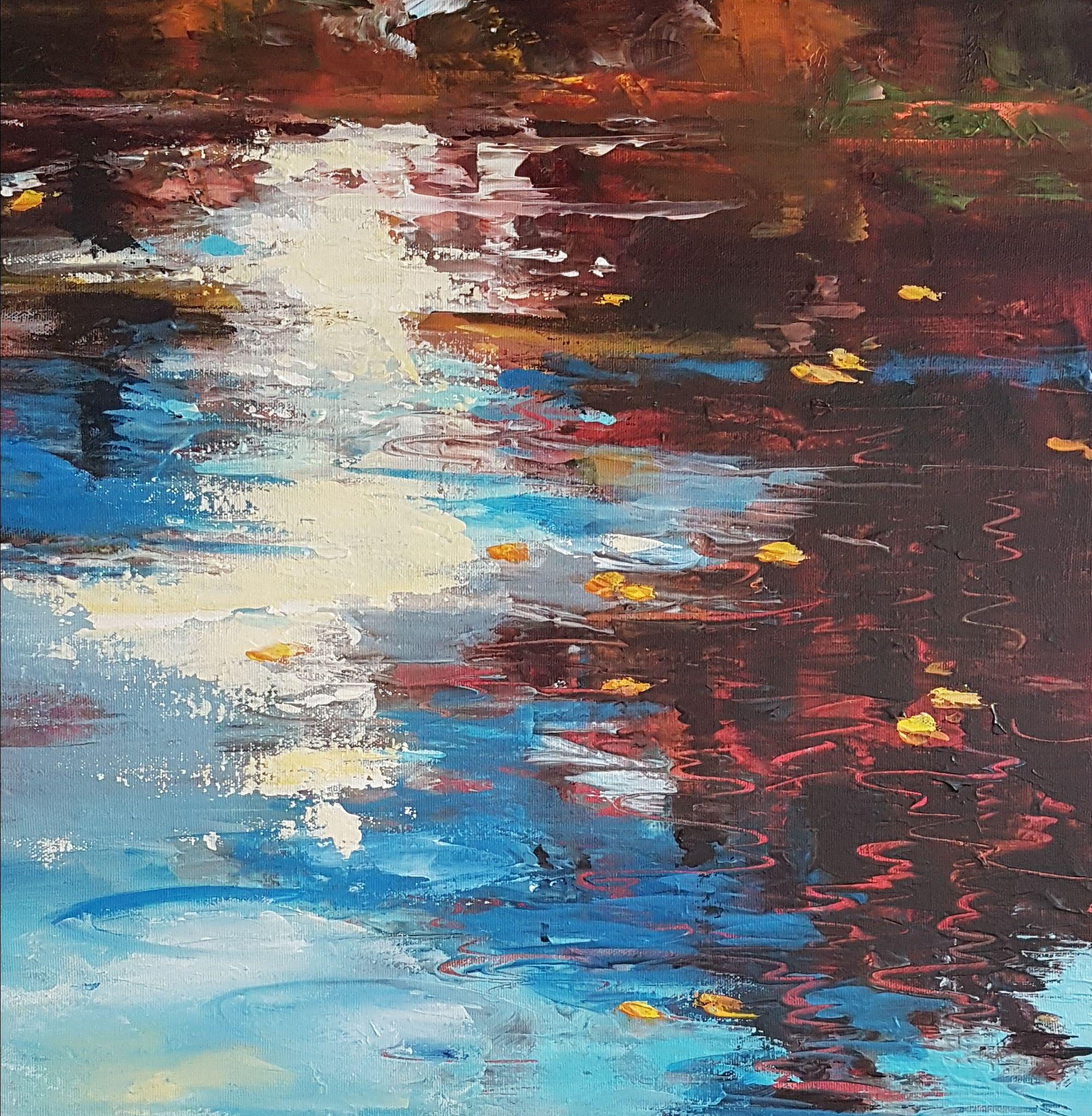 Autumn Pond, Painting, Acrylic on Canvas