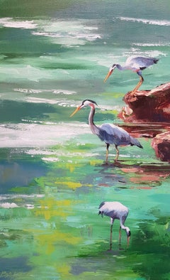 Cranes, Painting, Acrylic on Canvas