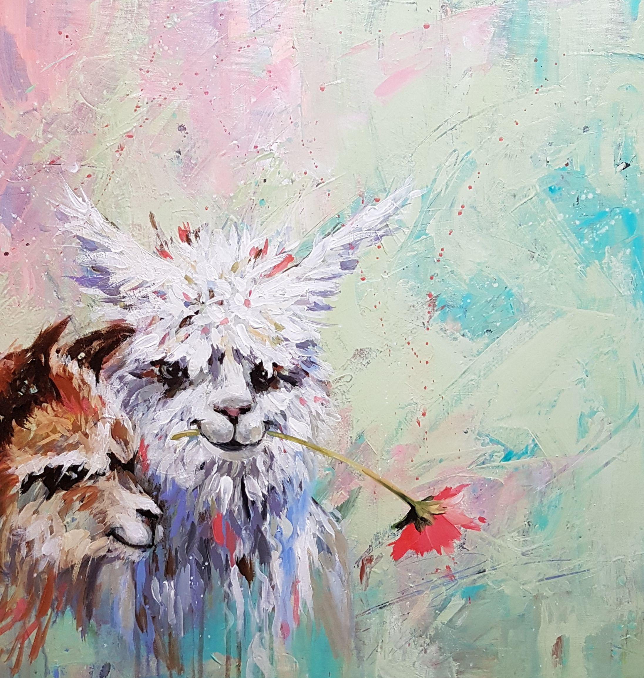 llama acrylic painting