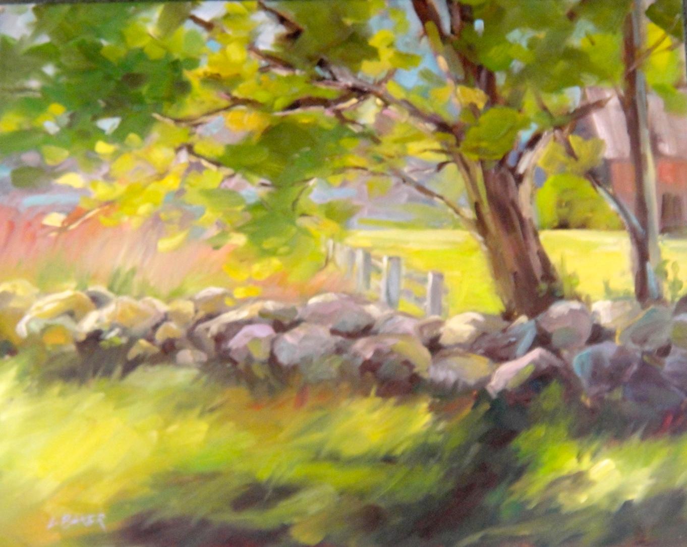 Feld Felswand, Gemälde, Öl auf Leinwand (Impressionismus), Painting, von Louise Baker