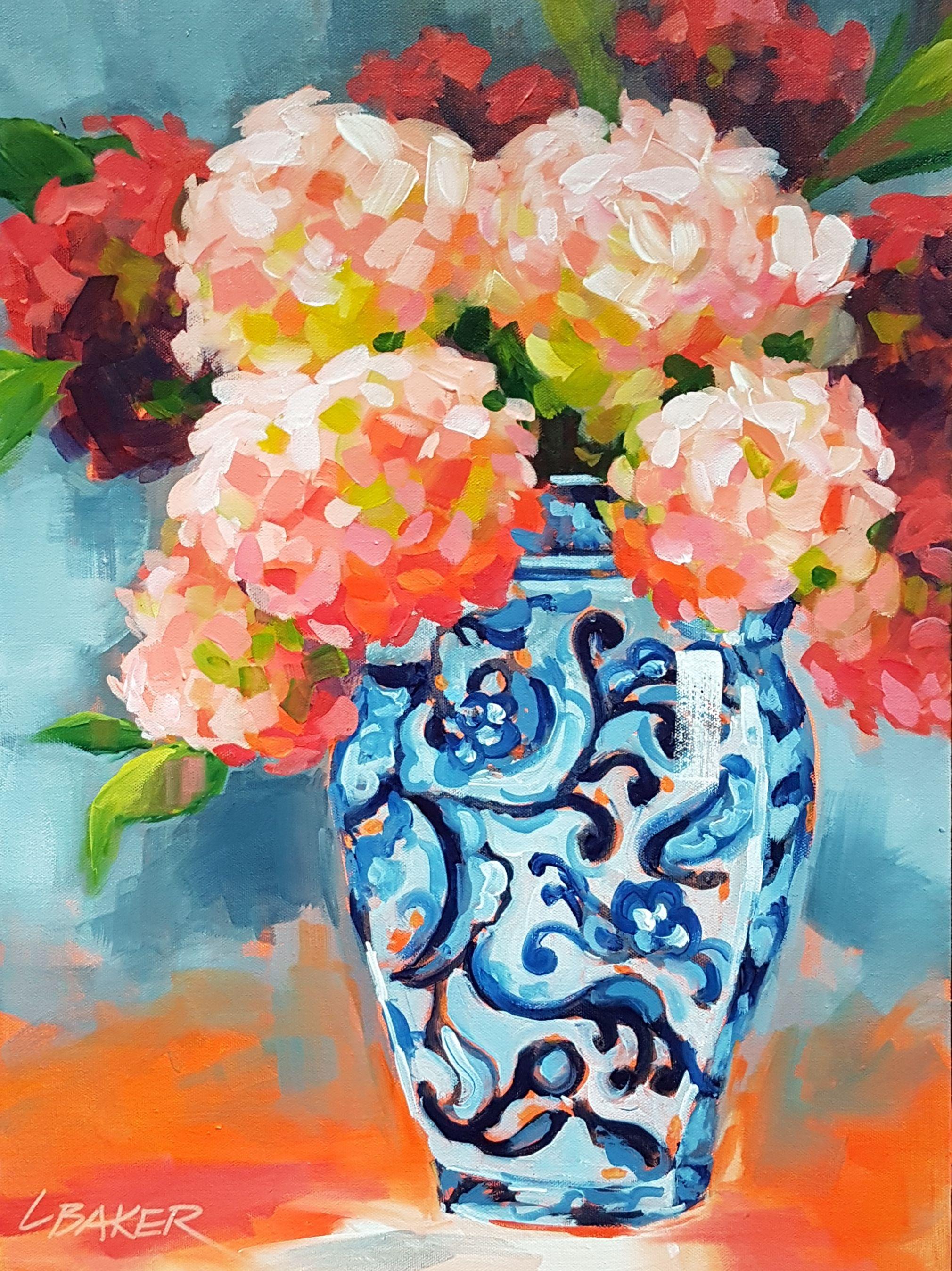 abstract hydrangea painting