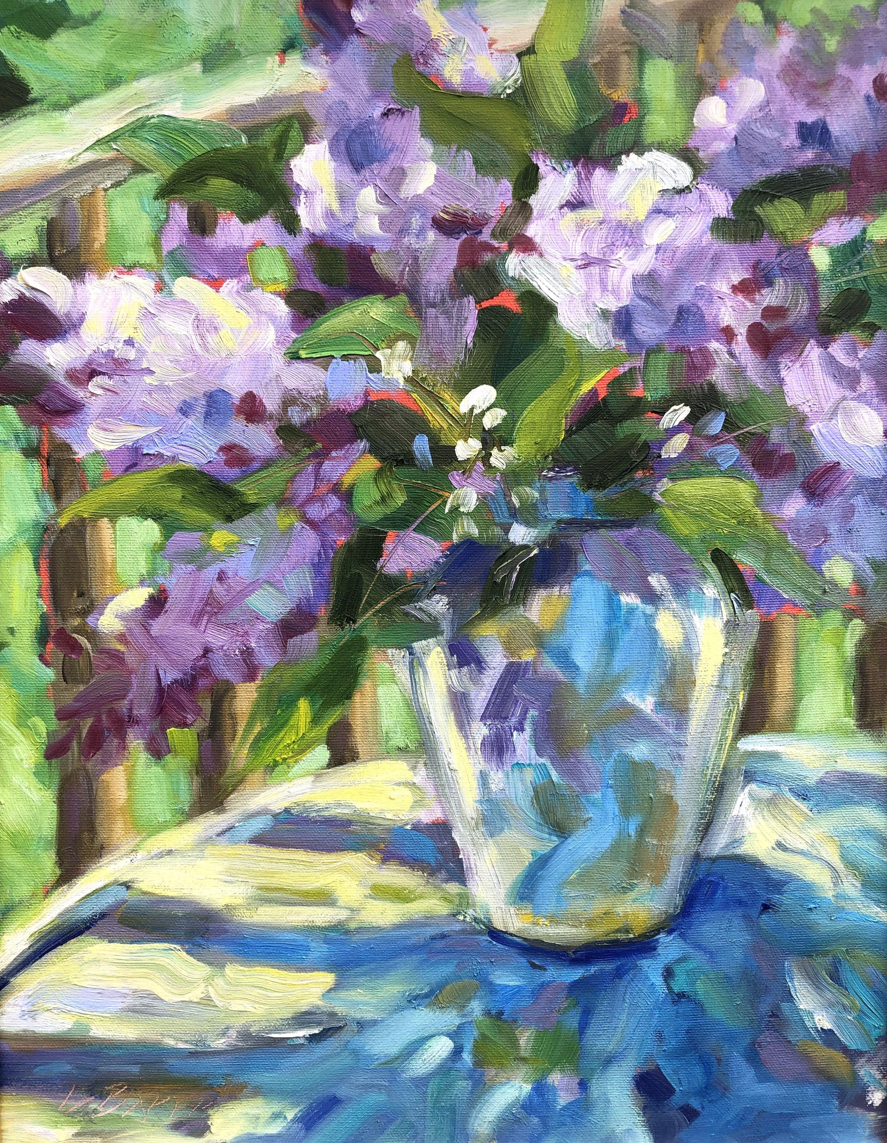 Lillà, Pittura, Olio su tela - Painting di Louise Baker