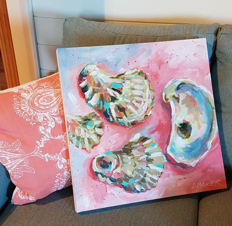 Louise Baker Oysters, Painting, Acrylic on Canvas For Sale at 1stDibs