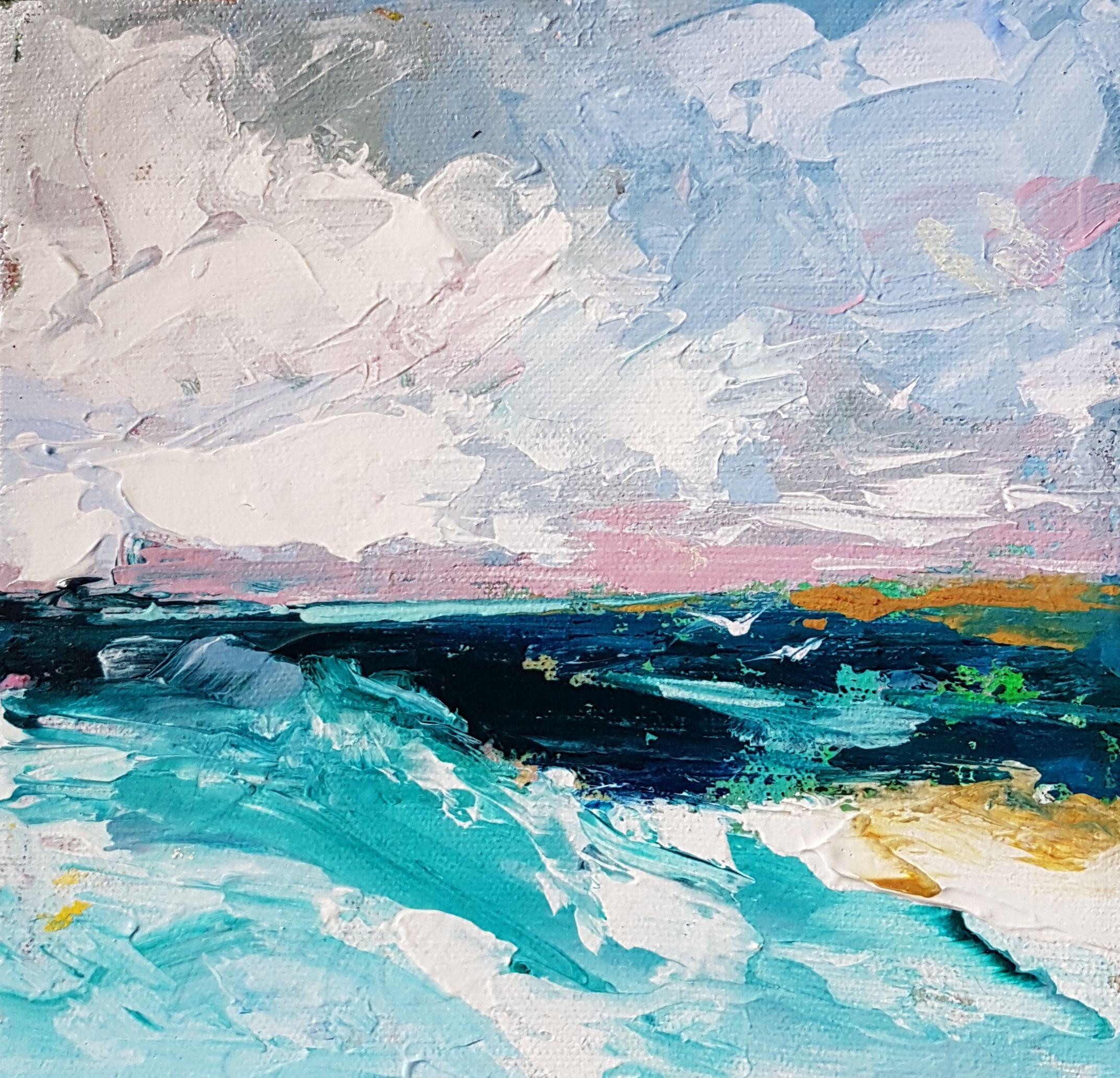 Vista sul mare, Pittura, Acrilico su tela - Painting di Louise Baker
