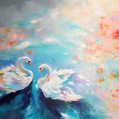 Le lac des cygnes, peinture, acrylique sur toile