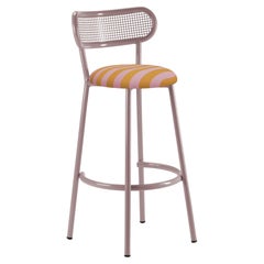 Louise Bar Chair mit Rückenlehne und Polsterung aus perforiertem Stahl, Farbe Sage