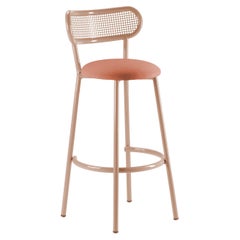 Louise Bar Chair with Salmon Structure, Perforated Steel Back and Upholstery