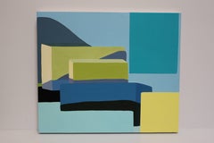 Mound #6, colorful abstract geometric oil painting with squares and rectangles