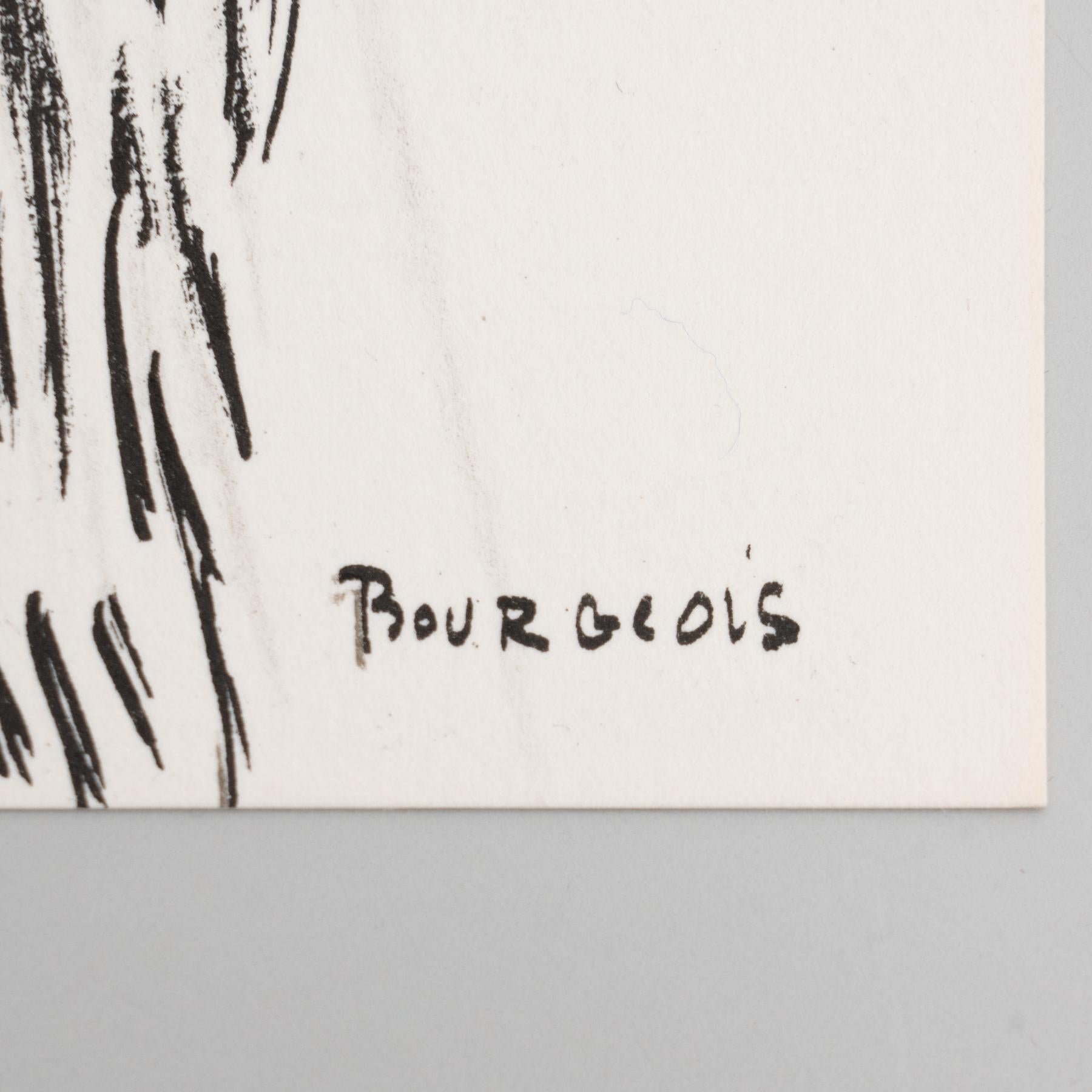 Mid-Century Modern Louise Bourgeois Black and White Mid Century Modern Abstract Lithography (Lithographie abstraite du milieu du siècle dernier en noir et blanc) en vente